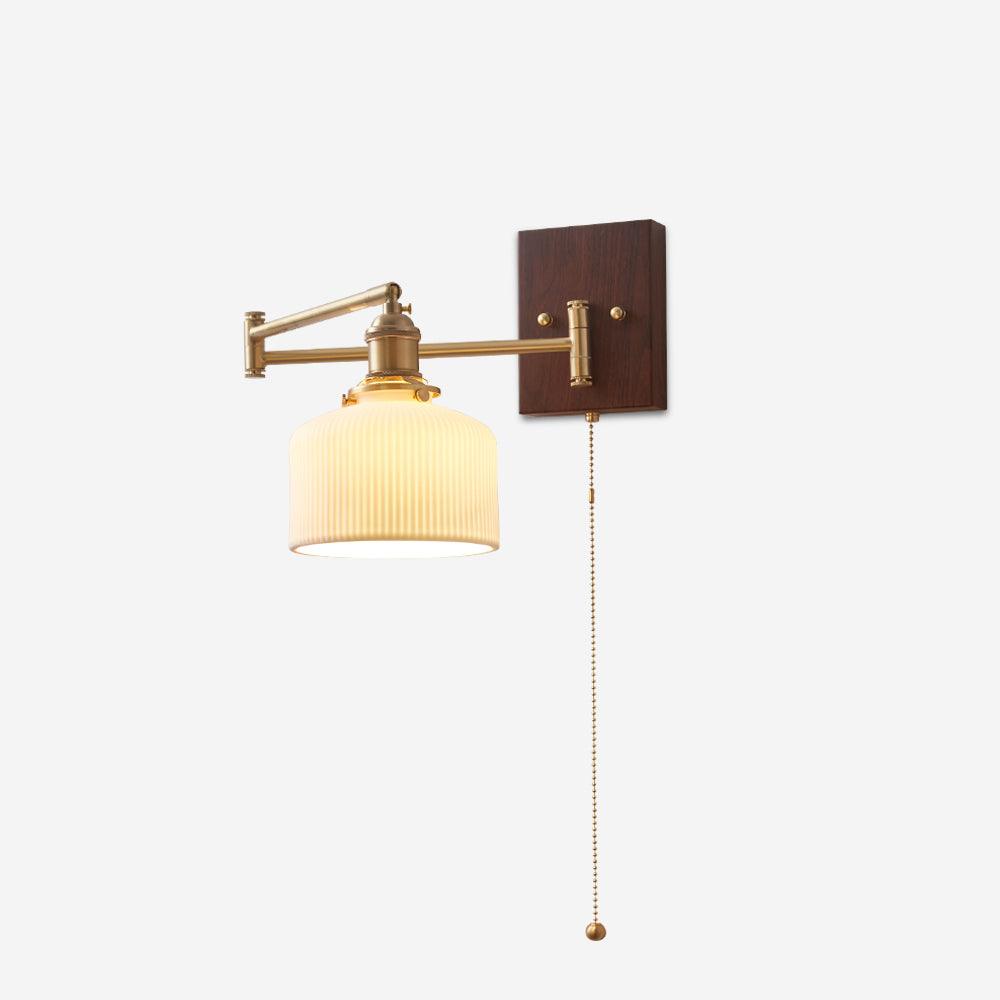 Artistic Walnut Brass Wall Sconce Adjustable Arm Vintage - Neutralighting
