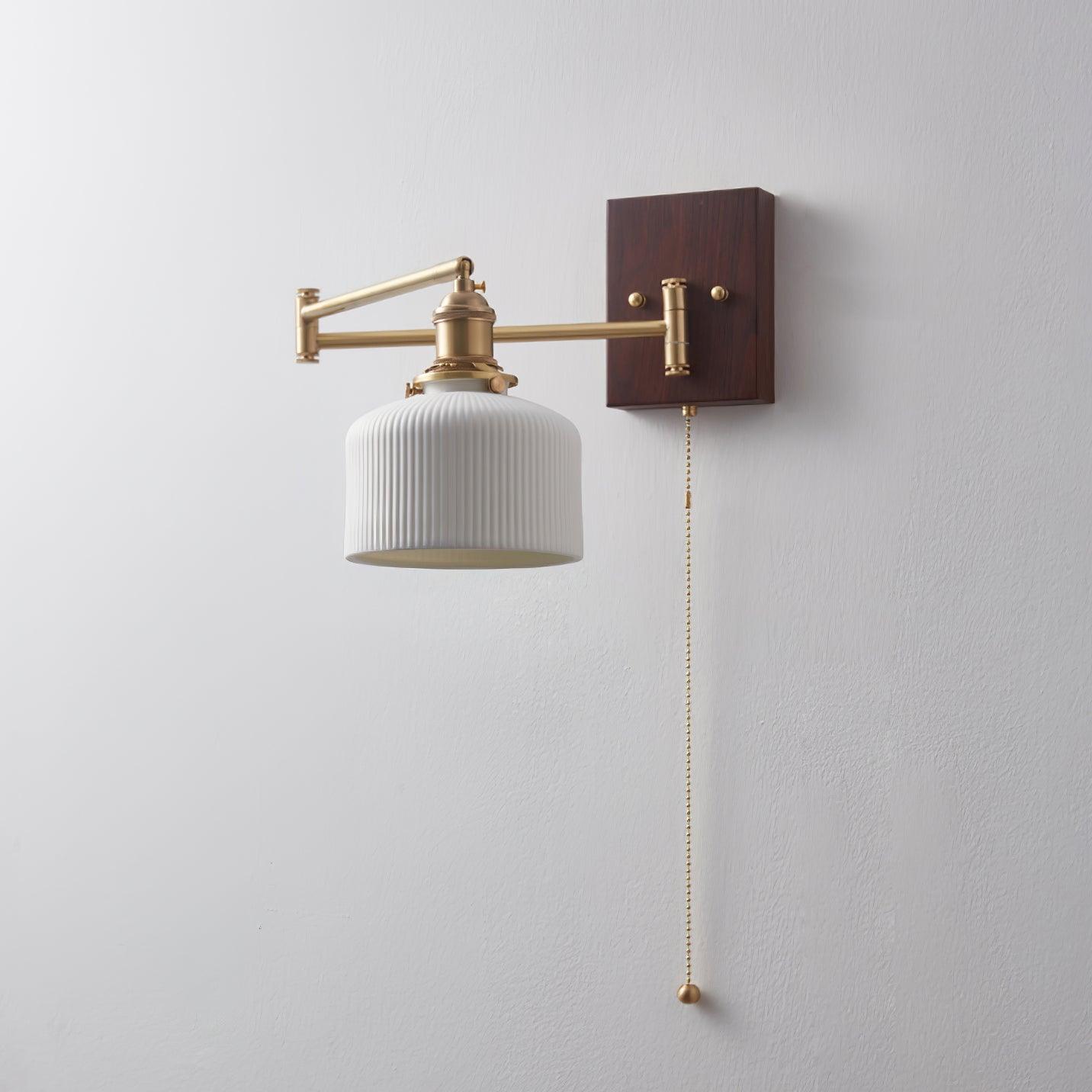 Artistic Walnut Brass Wall Sconce Adjustable Arm Vintage - Neutralighting