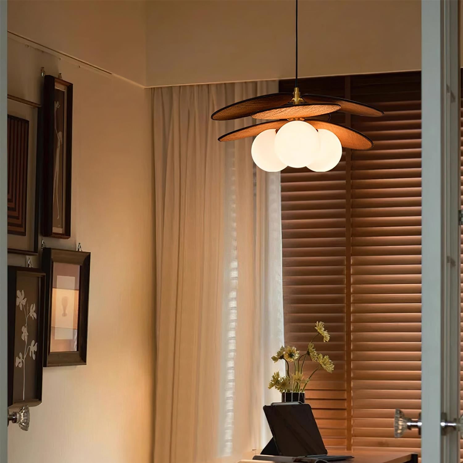 Florin Wooden Petal Pendant Light - Neutralighting