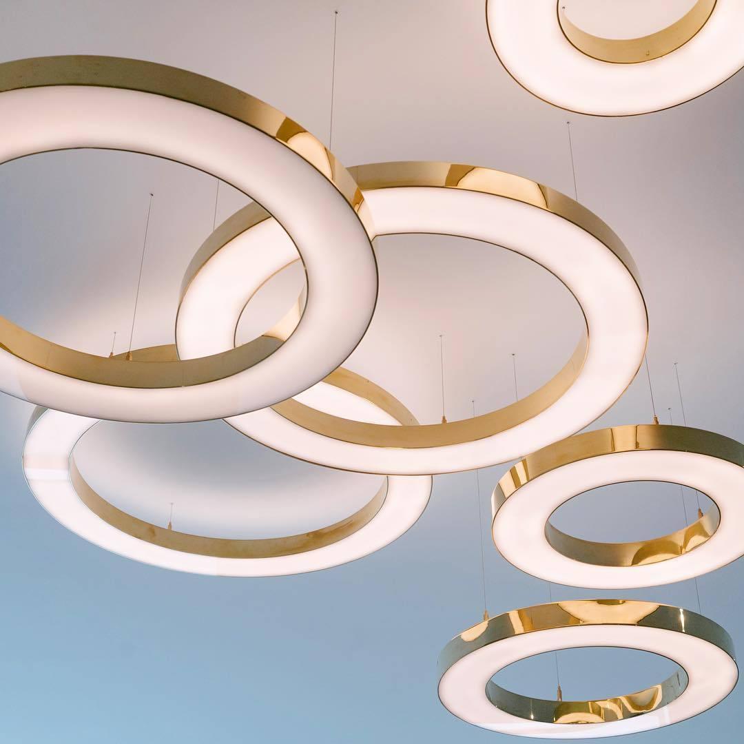 Arisha Modern LED Metal Large Multi Ring Adjustable Living/Dining Room Pendant Light, Gold - Neutralighting