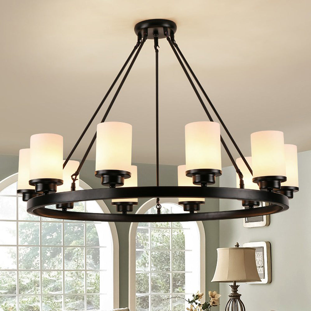 Silva Retro Black Metal/Glass Chandelier for Living Room - Neutralighting