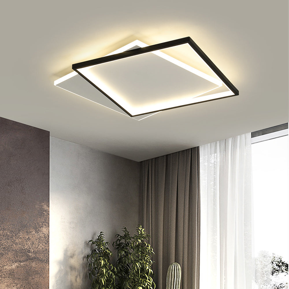 Arisha Modern Square/ Round Flush Mount Ceiling Light, Black with White - Neutralighting