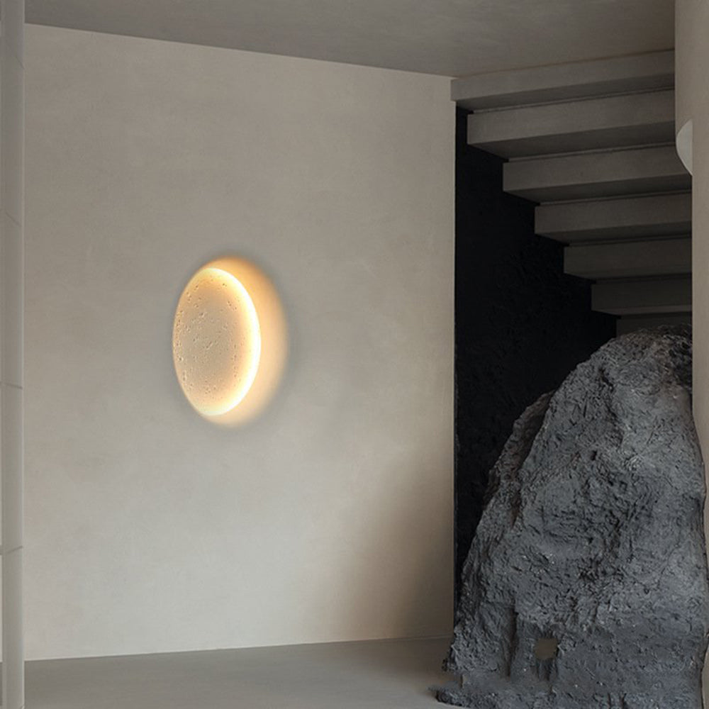 Aria Decorative Moon Metal/Gypsum Wall Lamp, White - Neutralighting