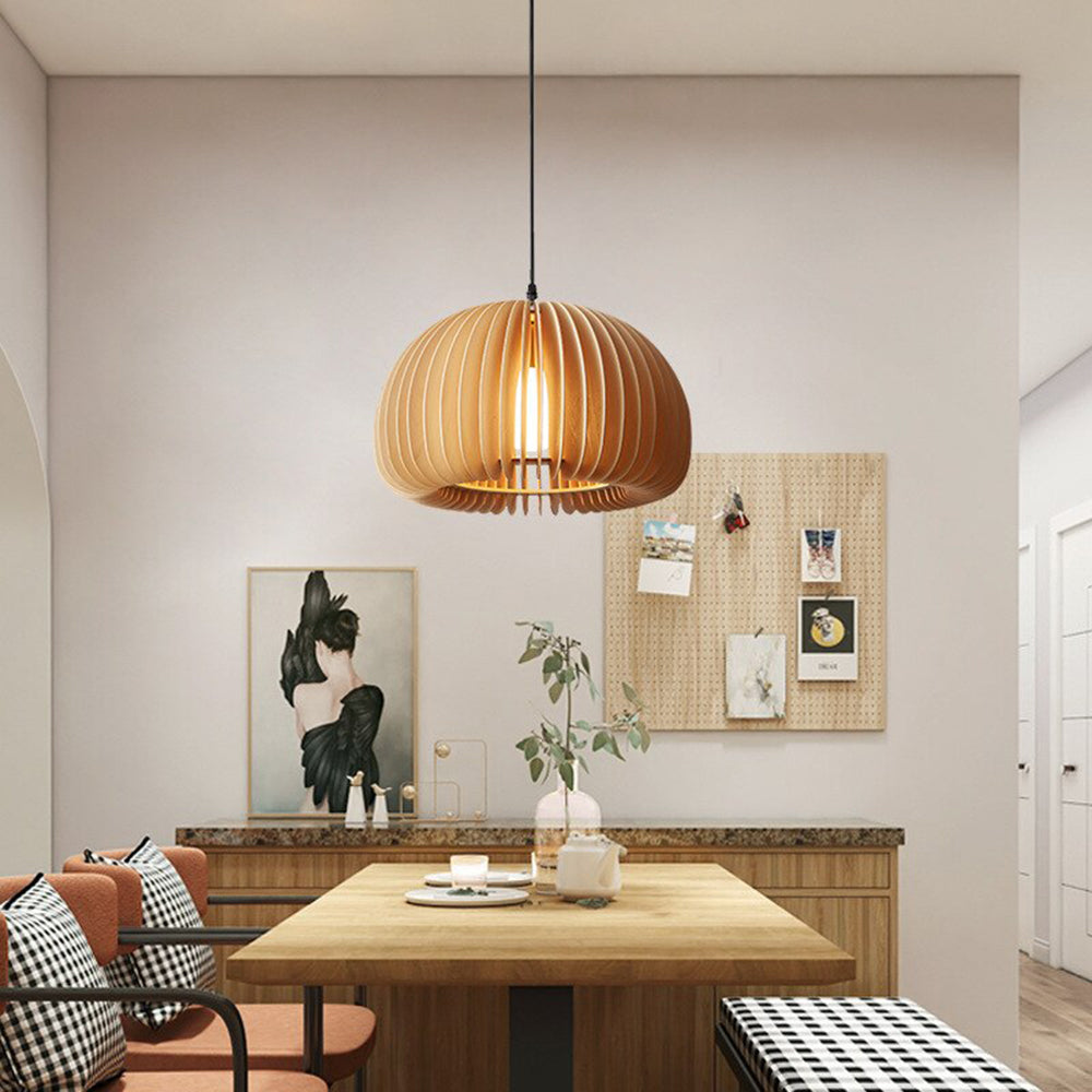 Muto Pumpkin Pendant Light, Wood - Neutralighting