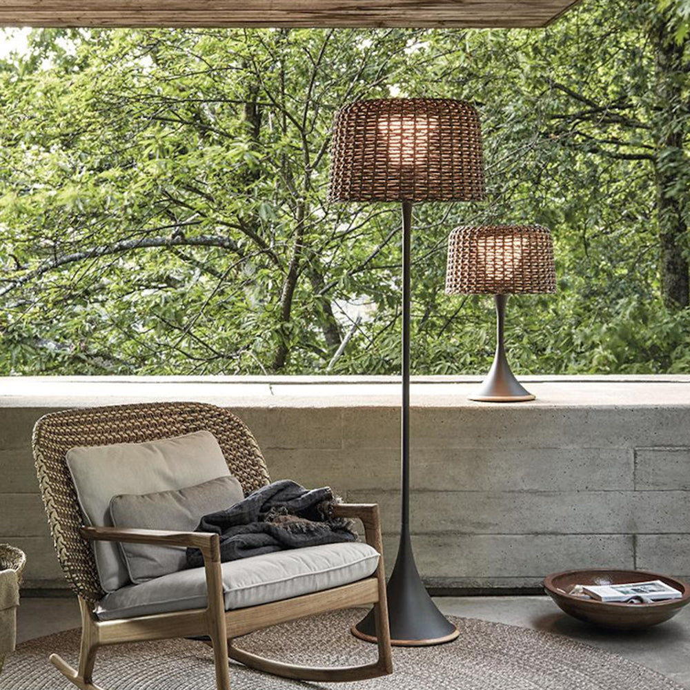 Ritta Waterproof Outdoor Floor Lamp, Rattan,Balcony/Terrace - Neutralighting