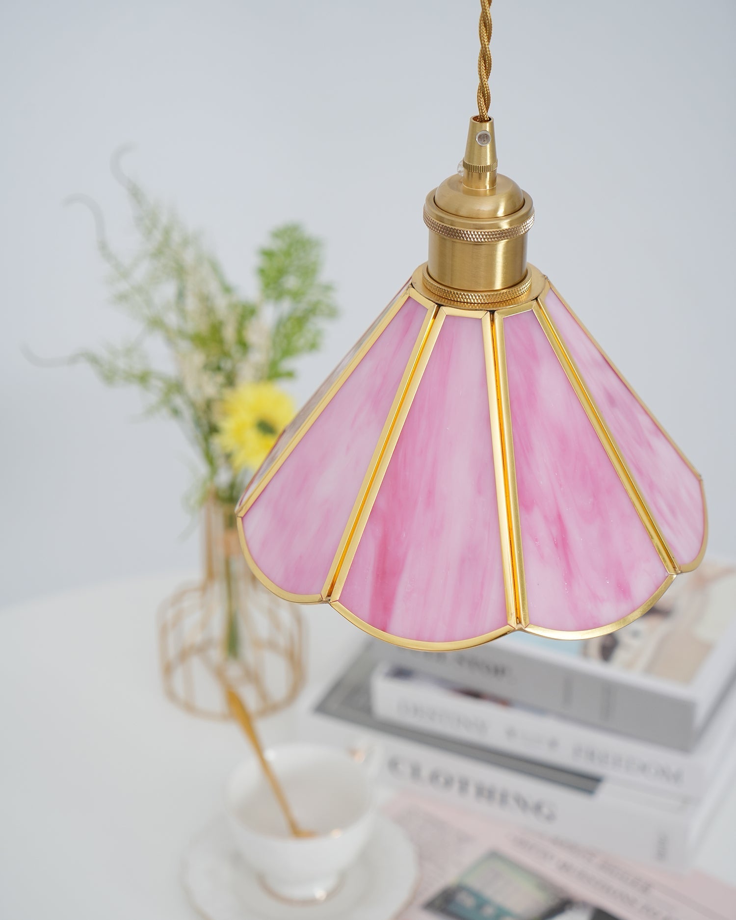 Lione Pink Stained Glass Pendant Light - Neutralighting