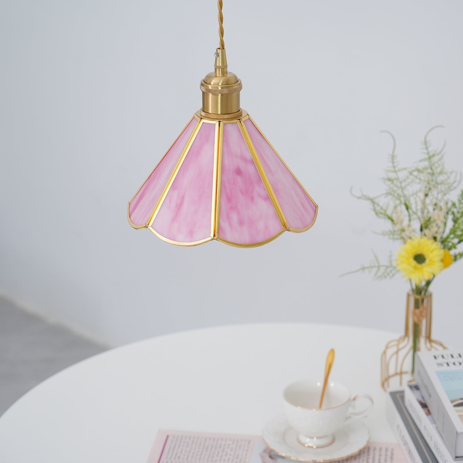 Lione Pink Stained Glass Pendant Light - Neutralighting