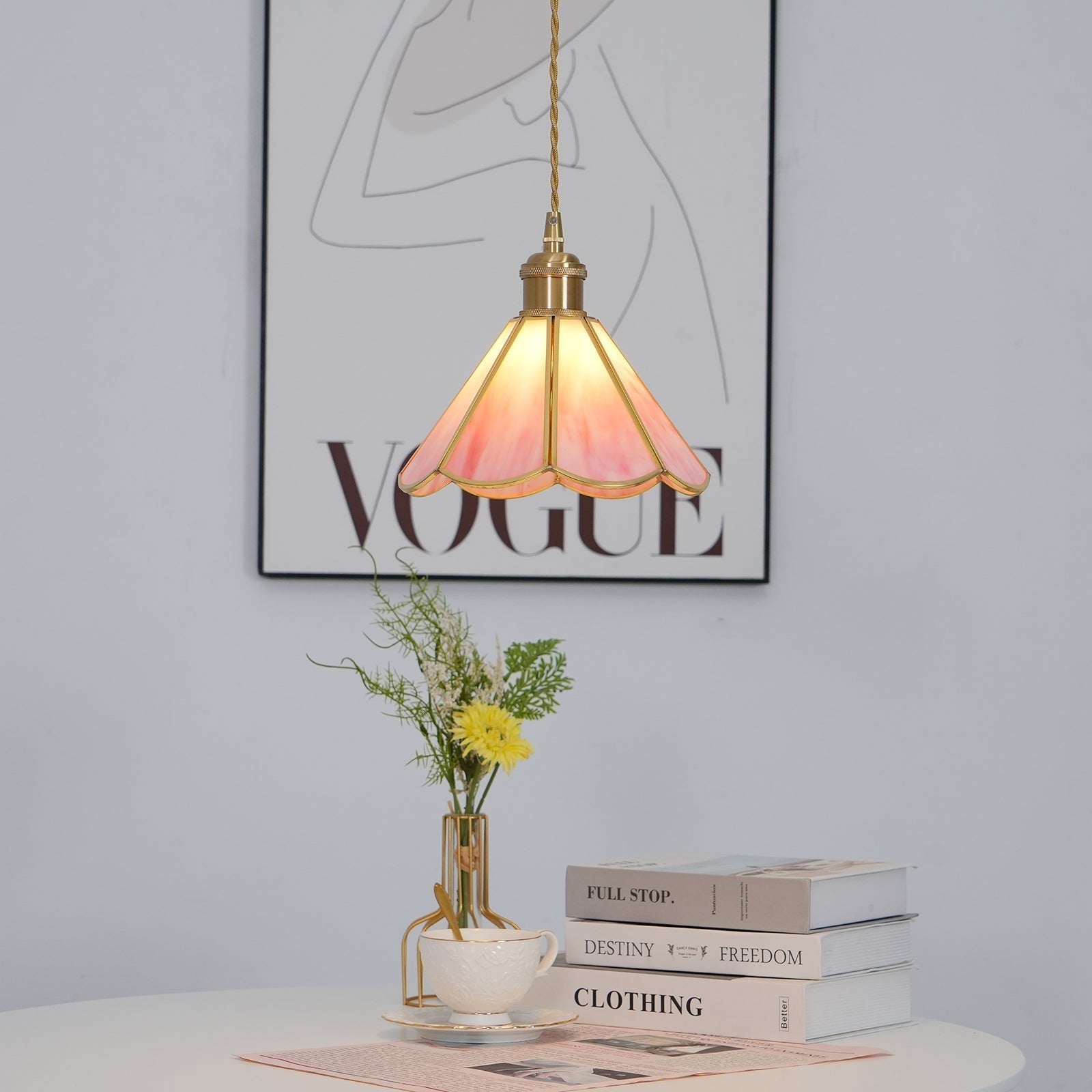 Lione Pink Stained Glass Pendant Light - Neutralighting