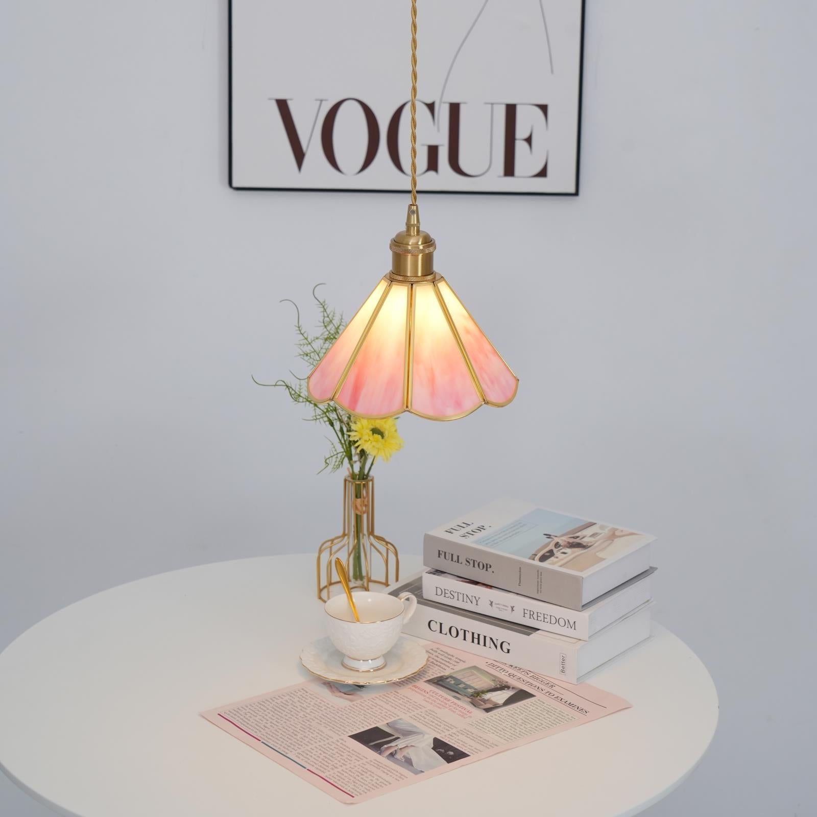 Lione Pink Stained Glass Pendant Light - Neutralighting