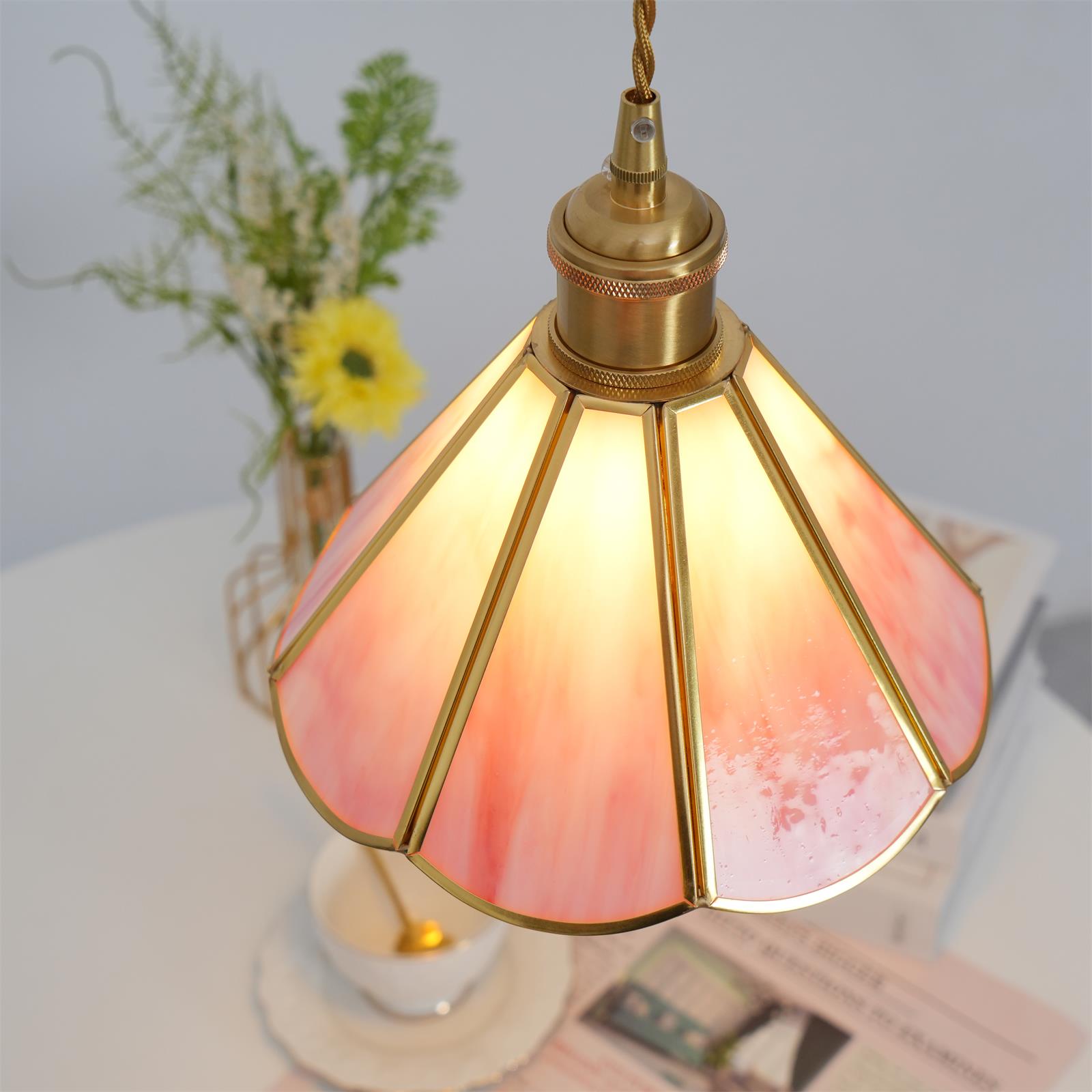 Lione Pink Stained Glass Pendant Light - Neutralighting