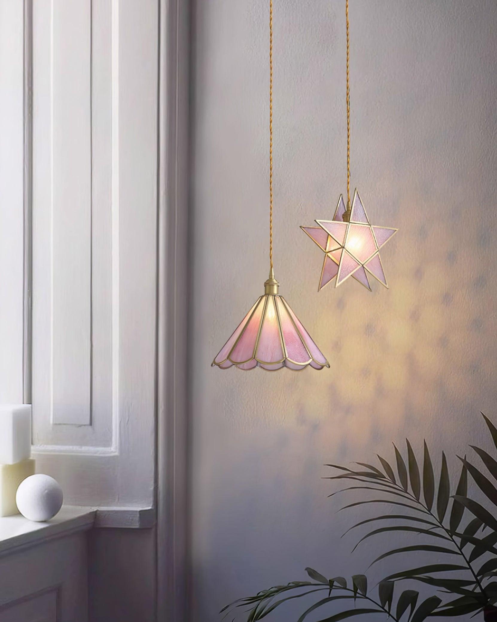 Lione Pink Stained Glass Pendant Light - Neutralighting