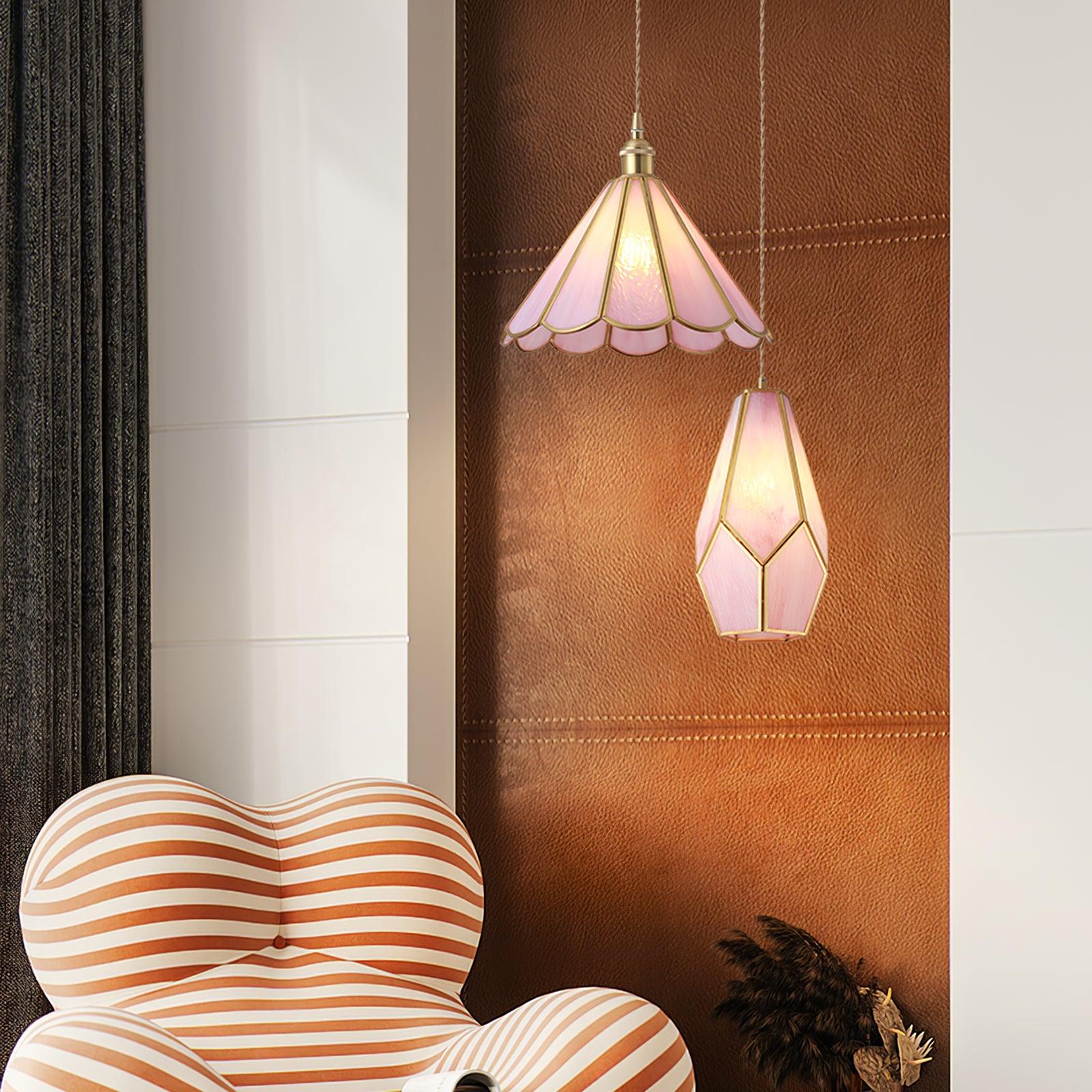 Lione Pink Stained Glass Pendant Light - Neutralighting