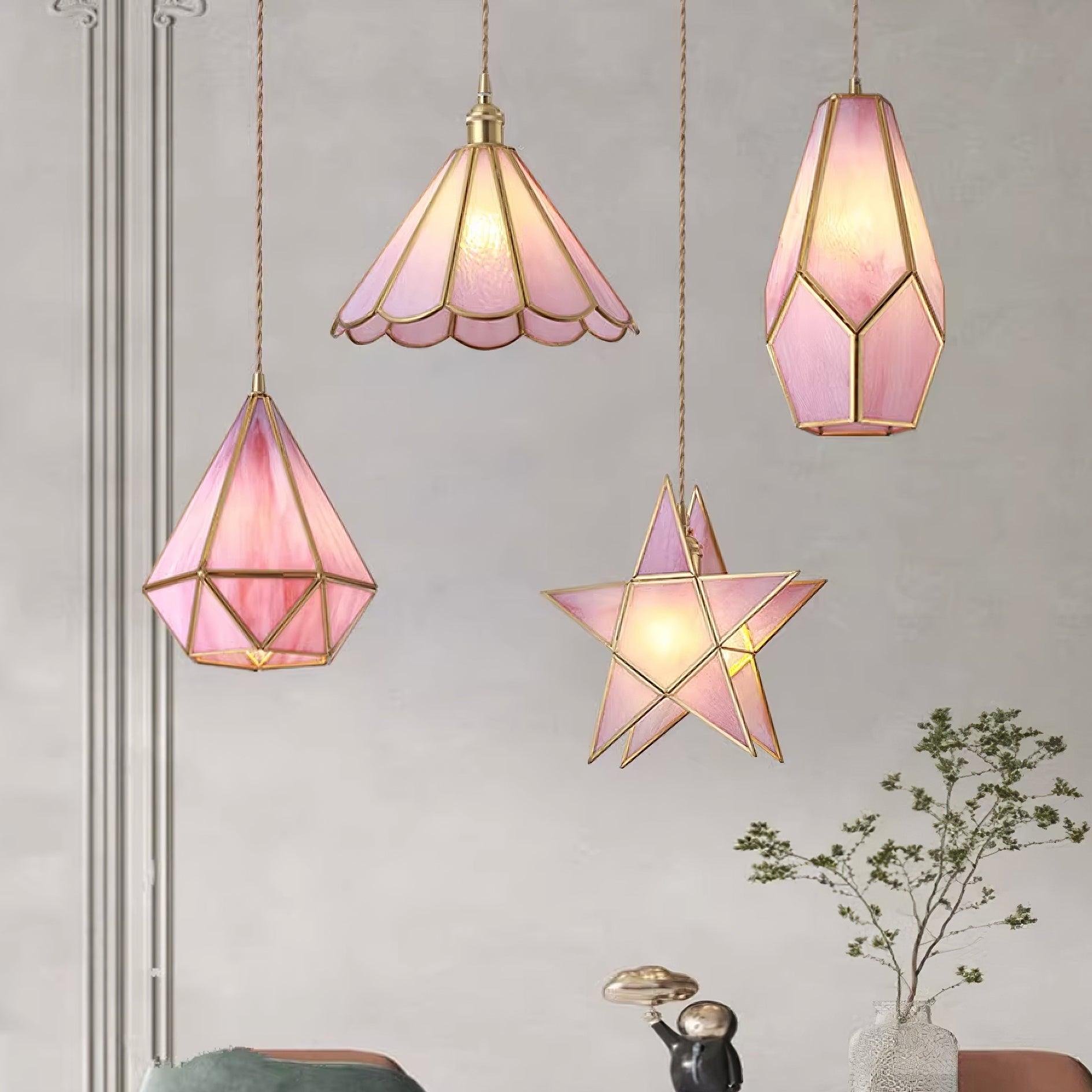 Lione Pink Stained Glass Pendant Light - Neutralighting