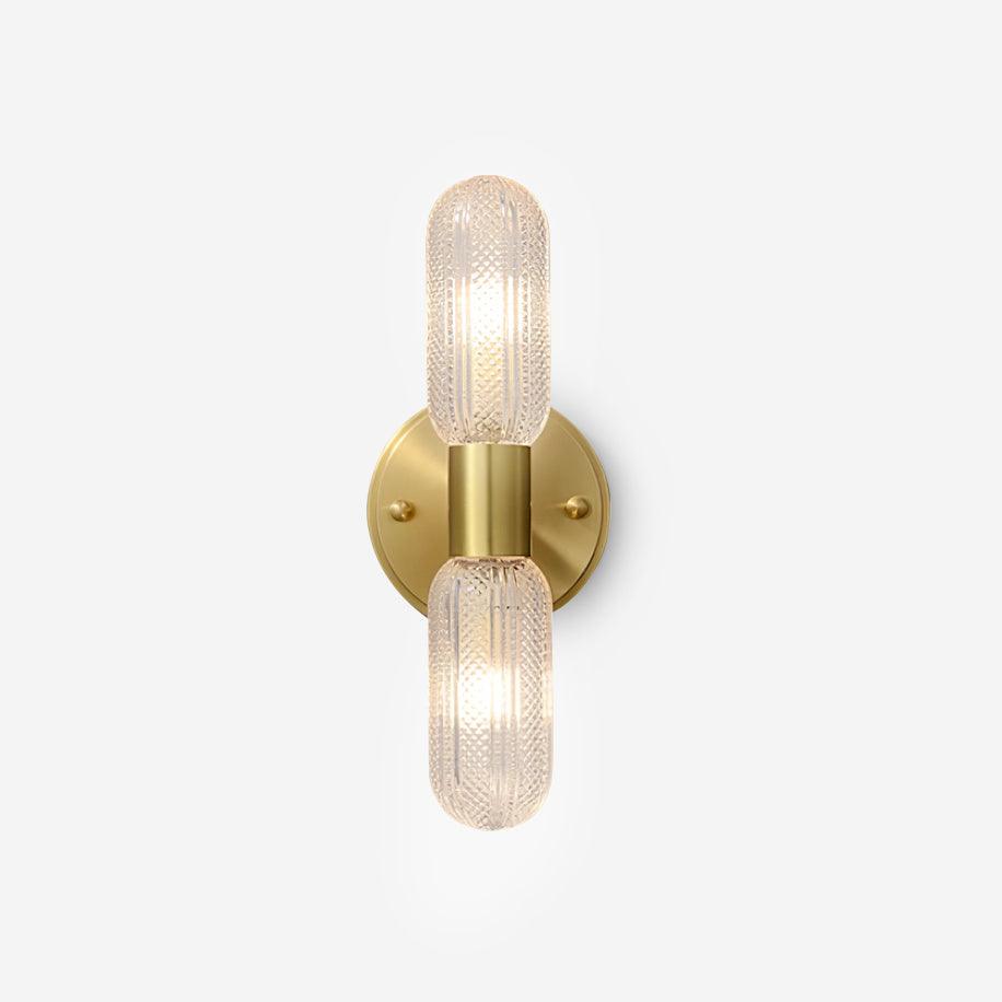 Evania Brass and Textured Glass Double Light Wall Sconce - Neutralighting
