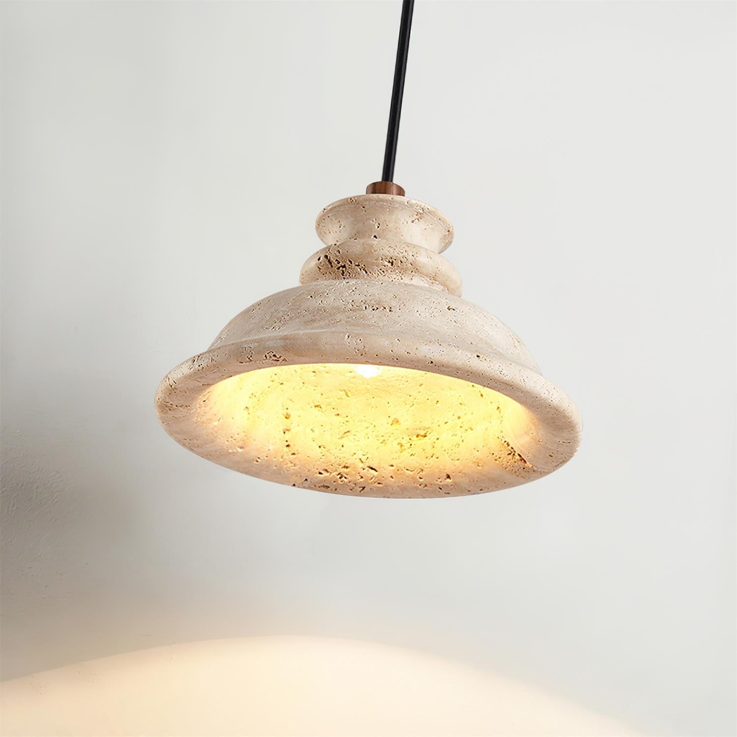 Ritta Pendant Lamp Sculpted Travertine Shade - Neutralighting