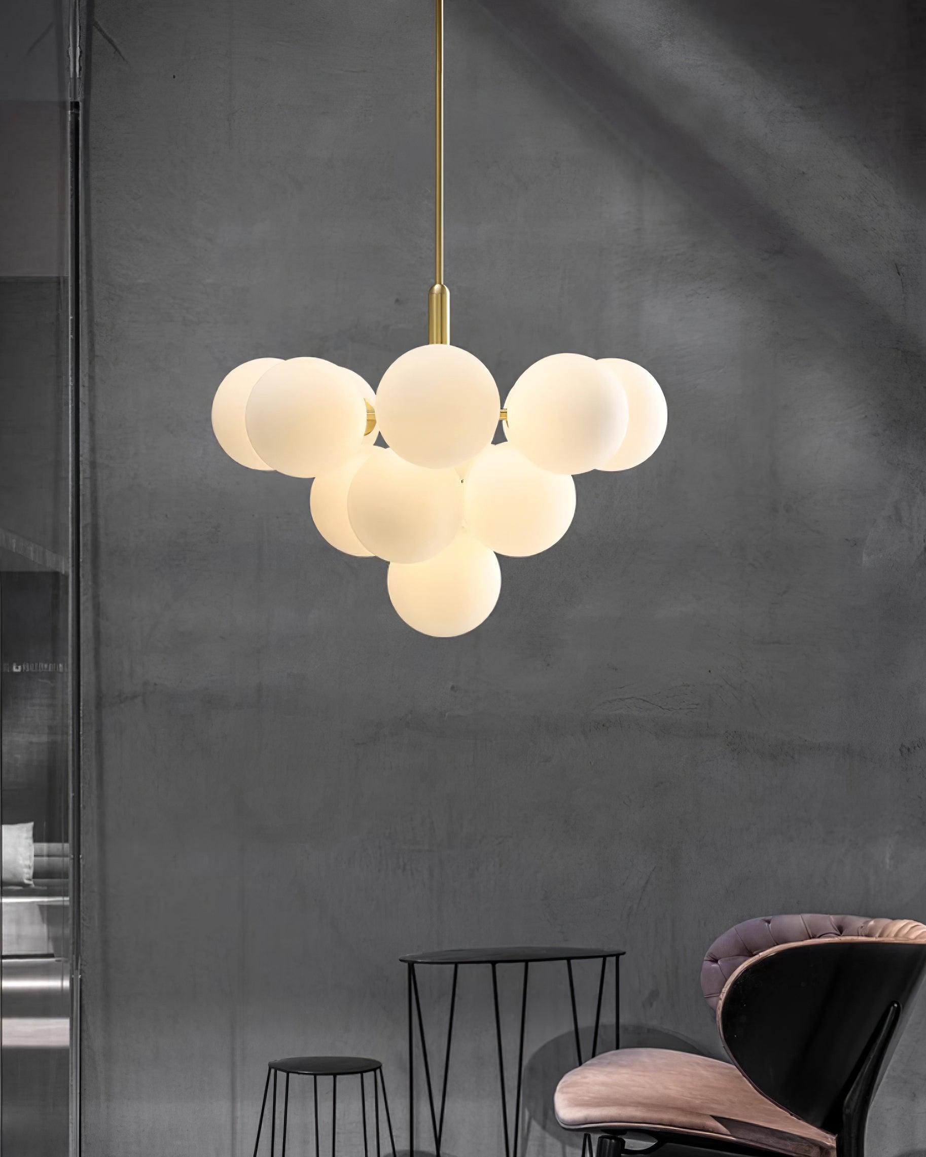 Chandelier Glass Globe Cluster Brass Frame Modern Minimalist Home - Neutralighting