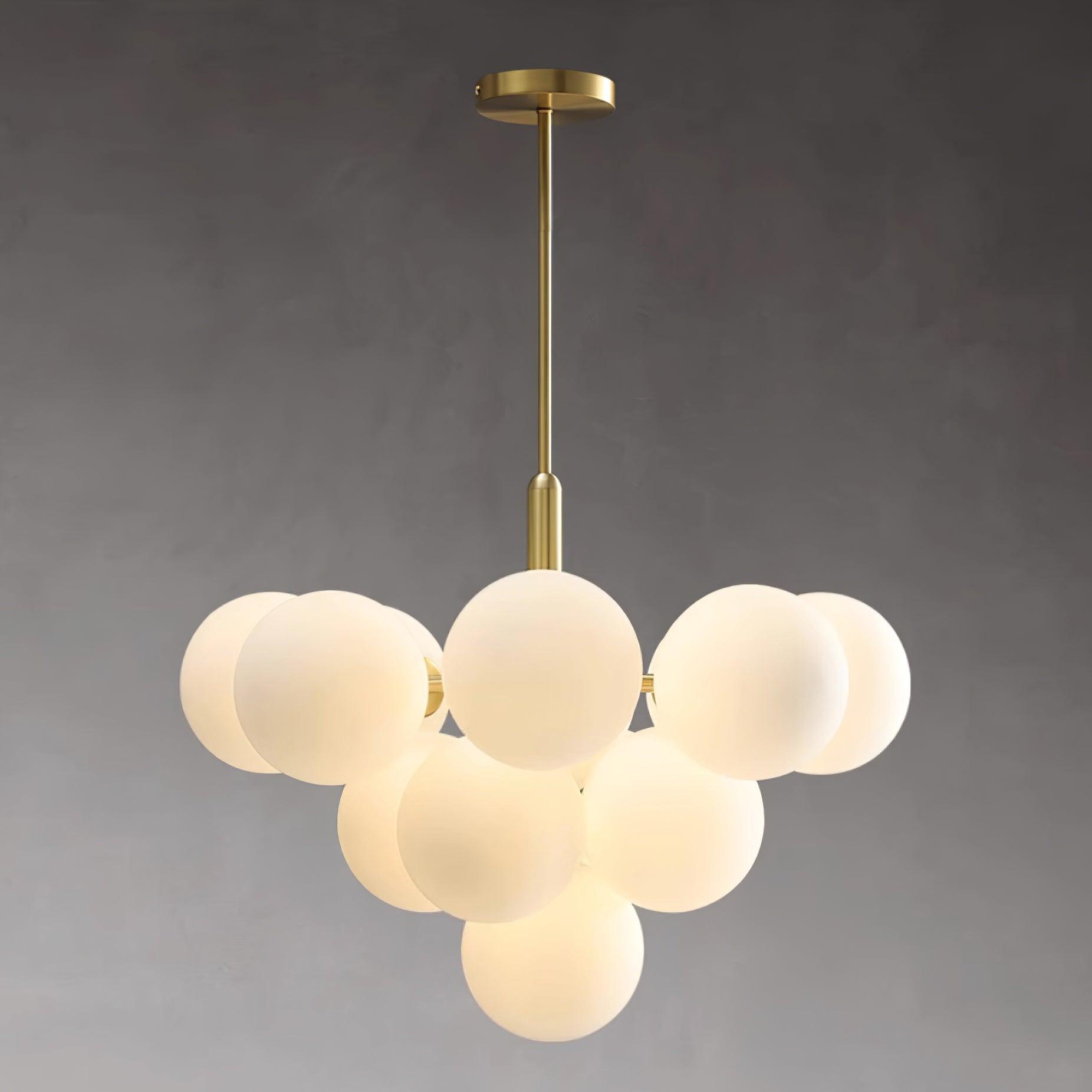Chandelier Glass Globe Cluster Brass Frame Modern Minimalist Home - Neutralighting