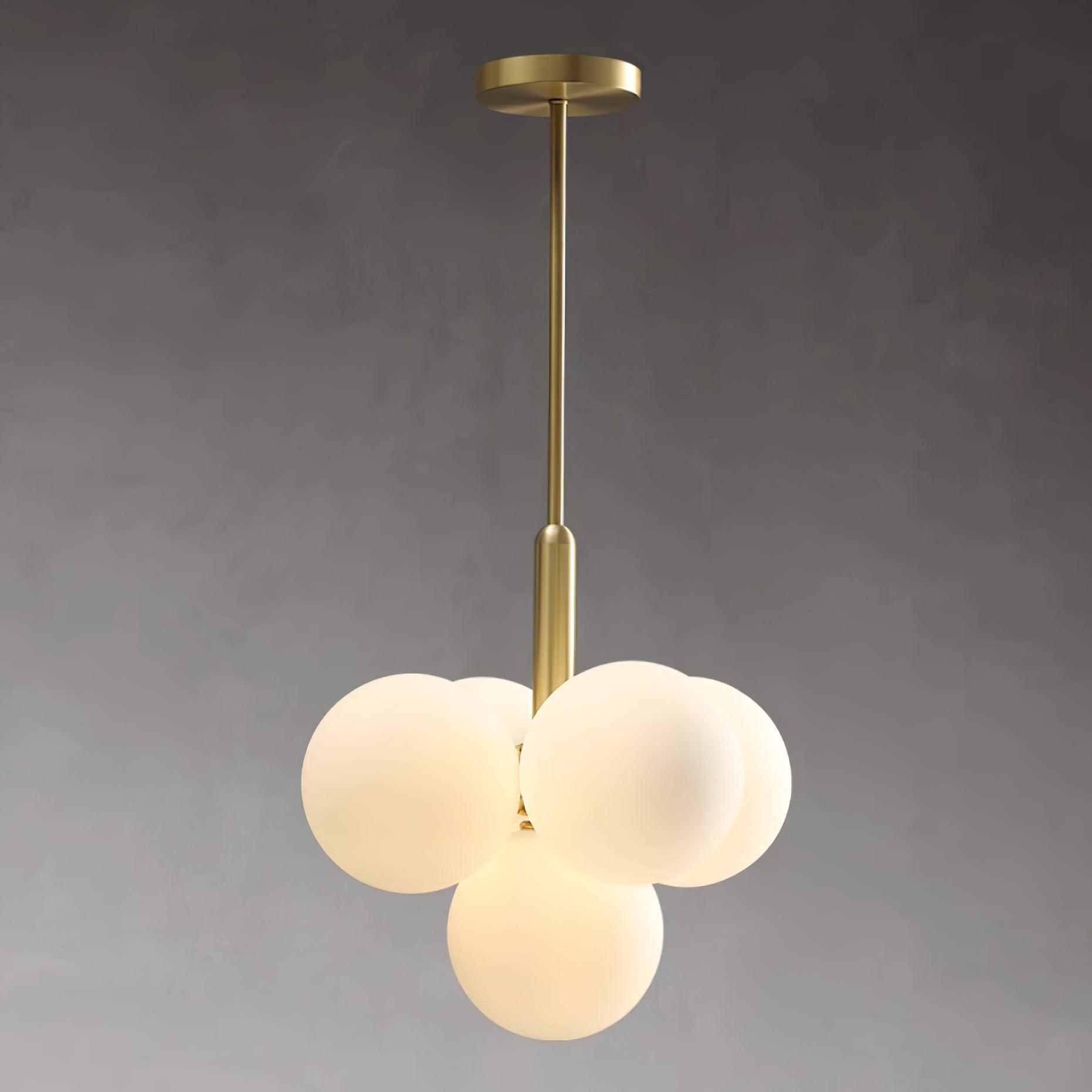 Chandelier Glass Globe Cluster Brass Frame Modern Minimalist Home - Neutralighting