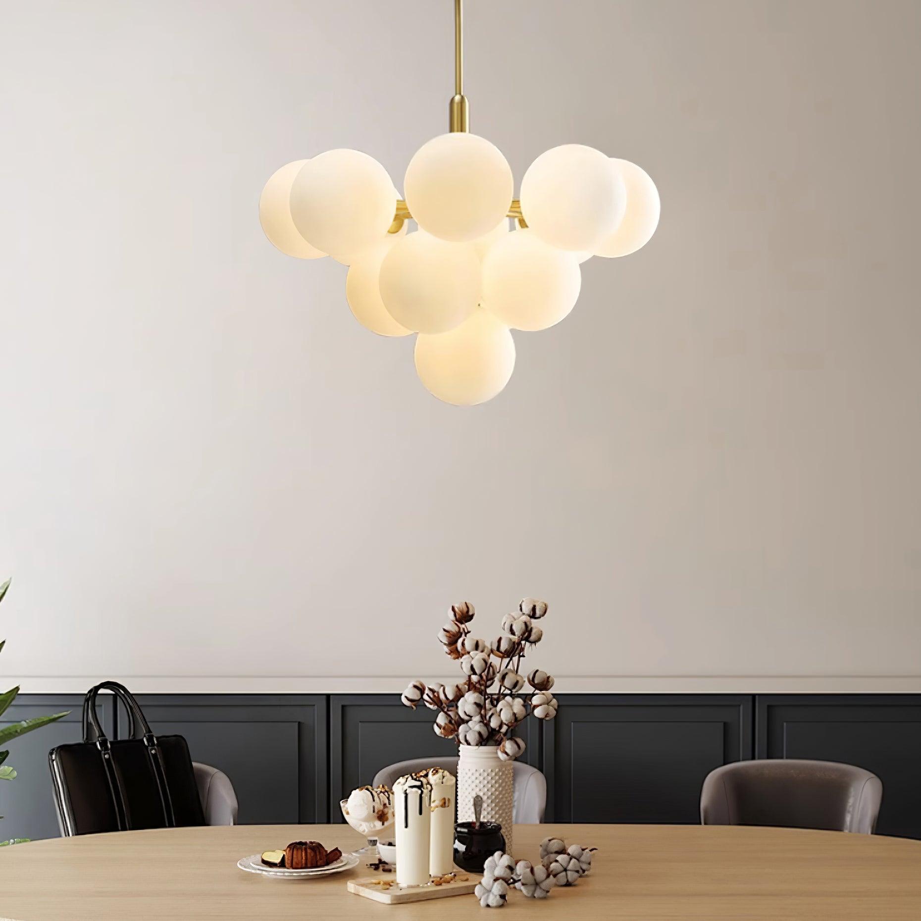 Chandelier Glass Globe Cluster Brass Frame Modern Minimalist Home - Neutralighting