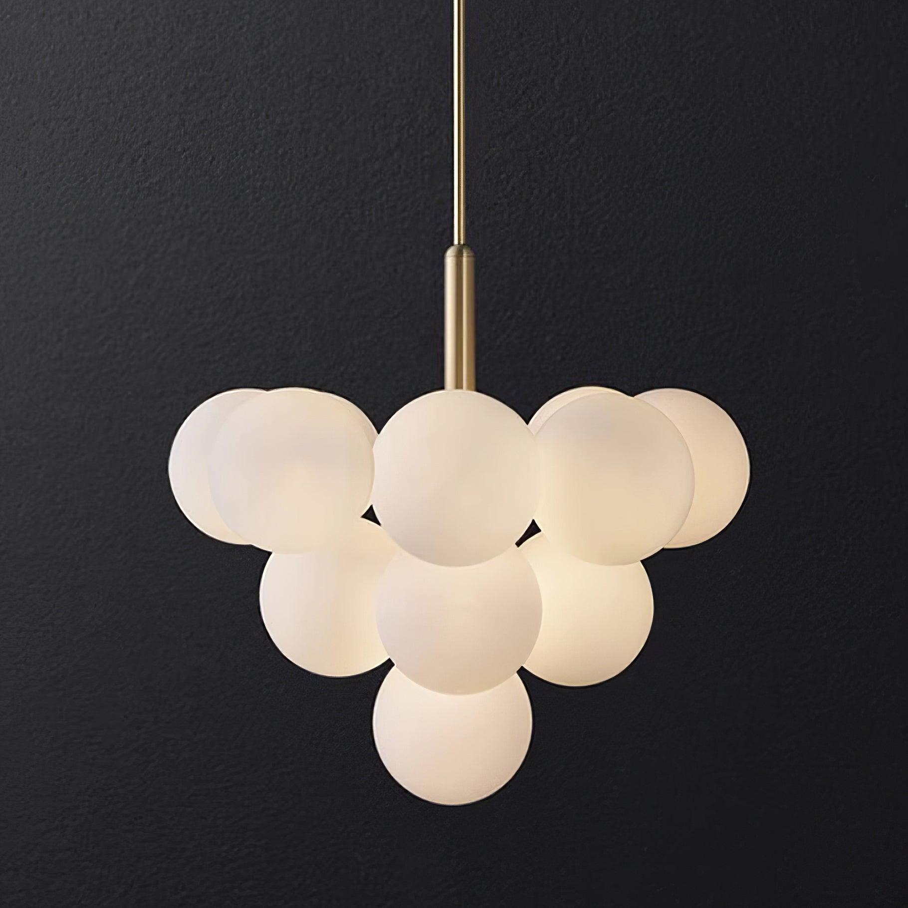 Chandelier Glass Globe Cluster Brass Frame Modern Minimalist Home - Neutralighting