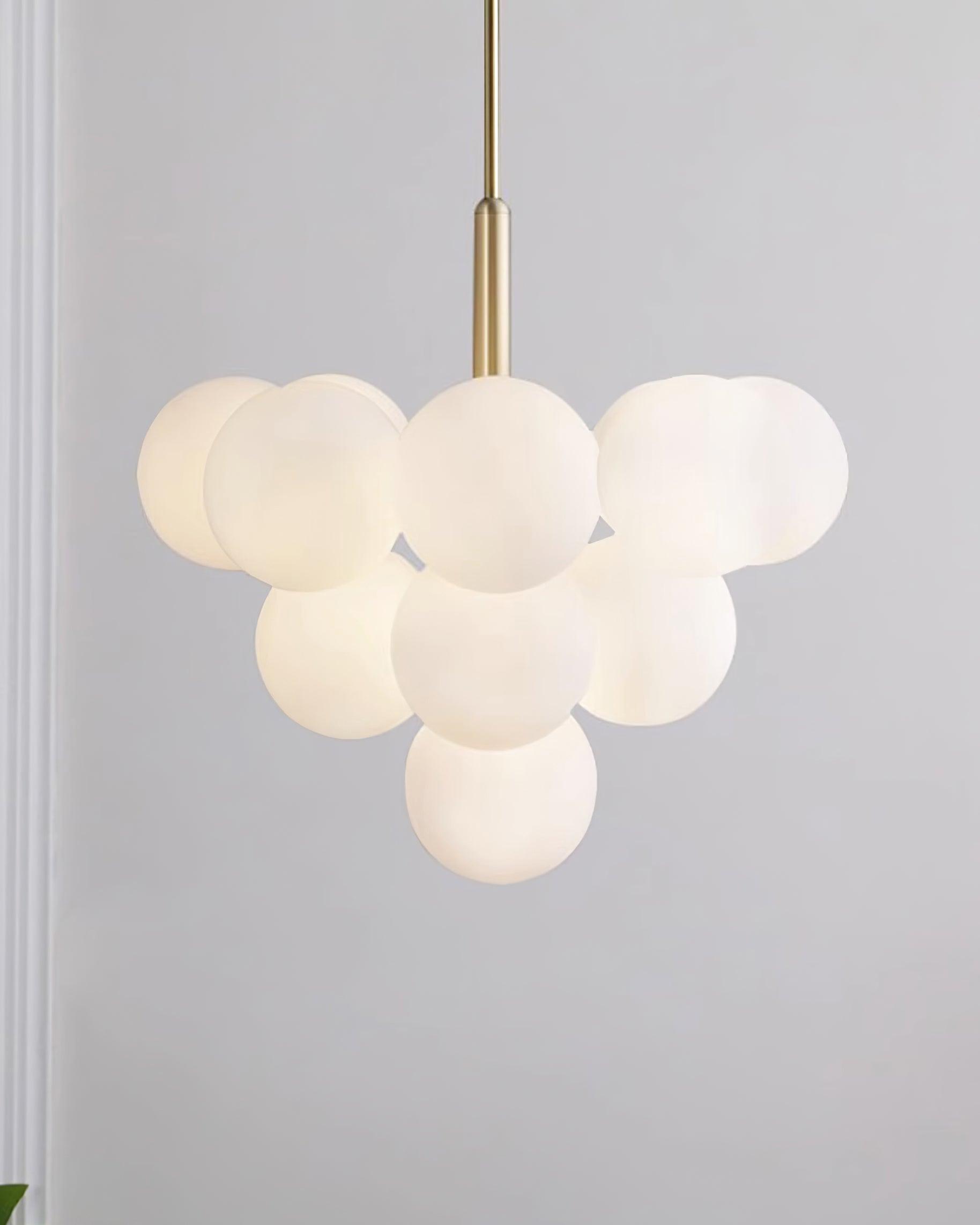 Chandelier Glass Globe Cluster Brass Frame Modern Minimalist Home - Neutralighting