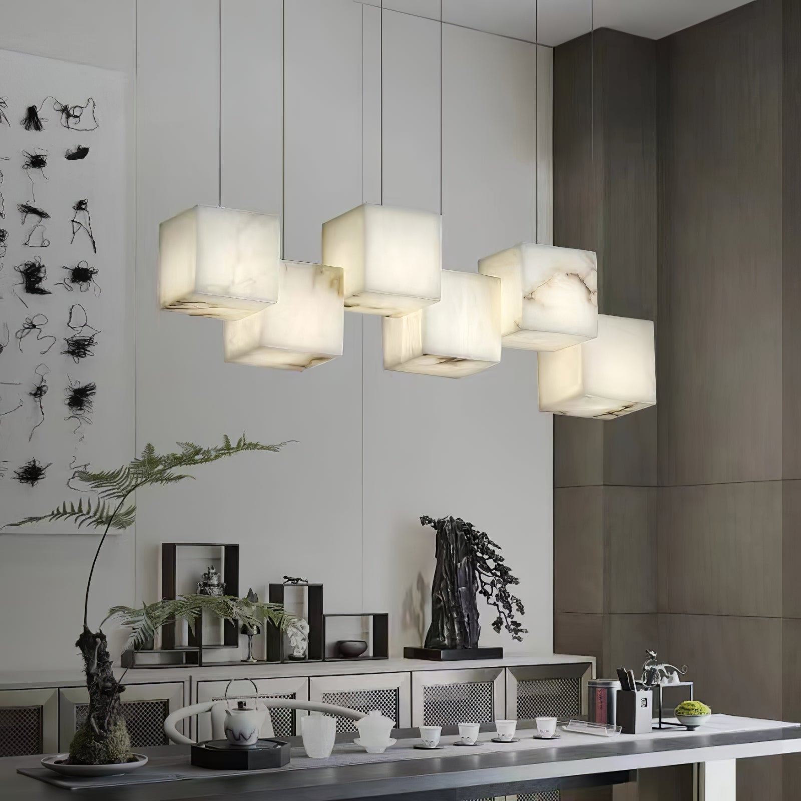Alabaster Chandelier Box Cubic Elegance - Neutralighting