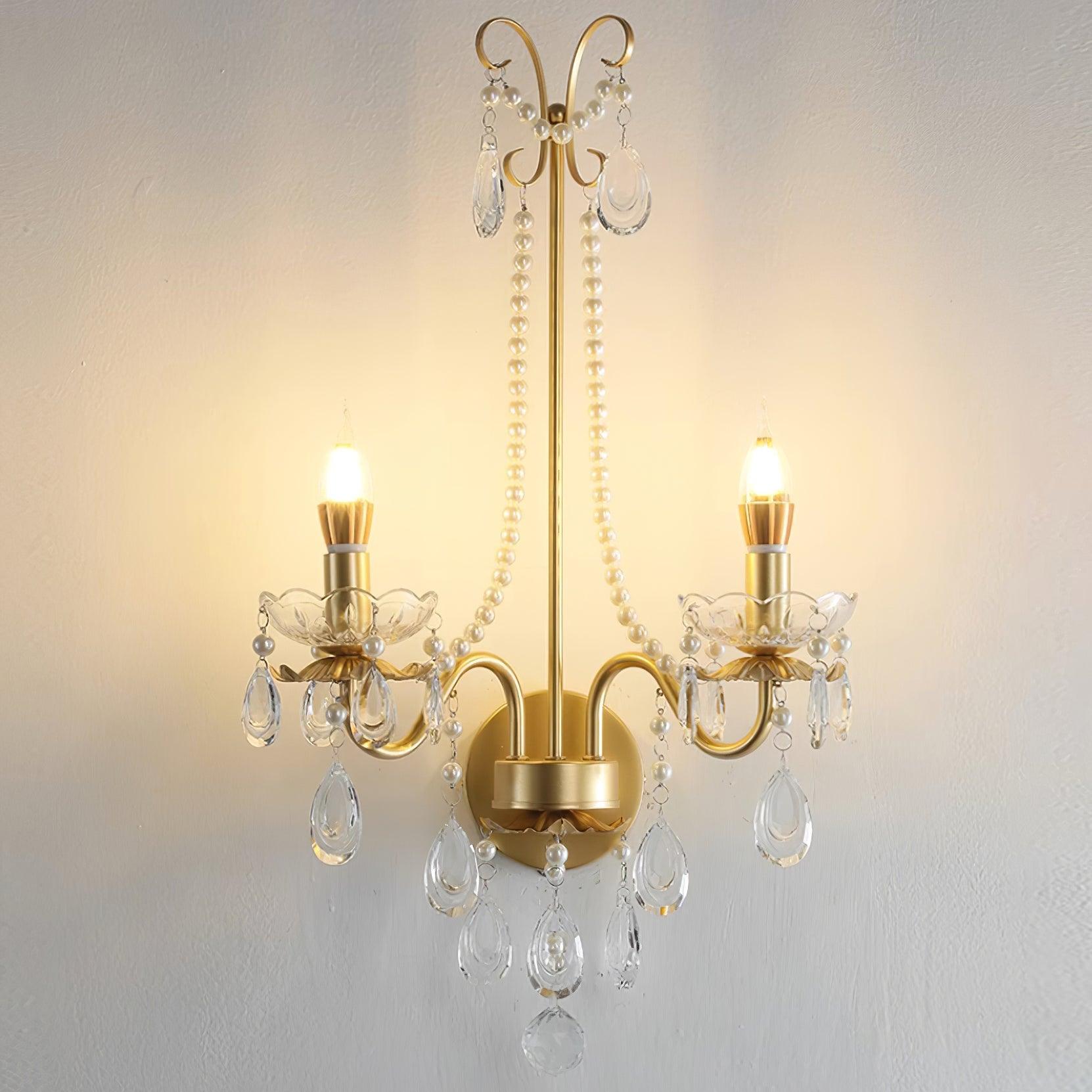Wall Lamp Metal Crystal Pearls Ornate Elegant Chic Home Elegant - Neutralighting