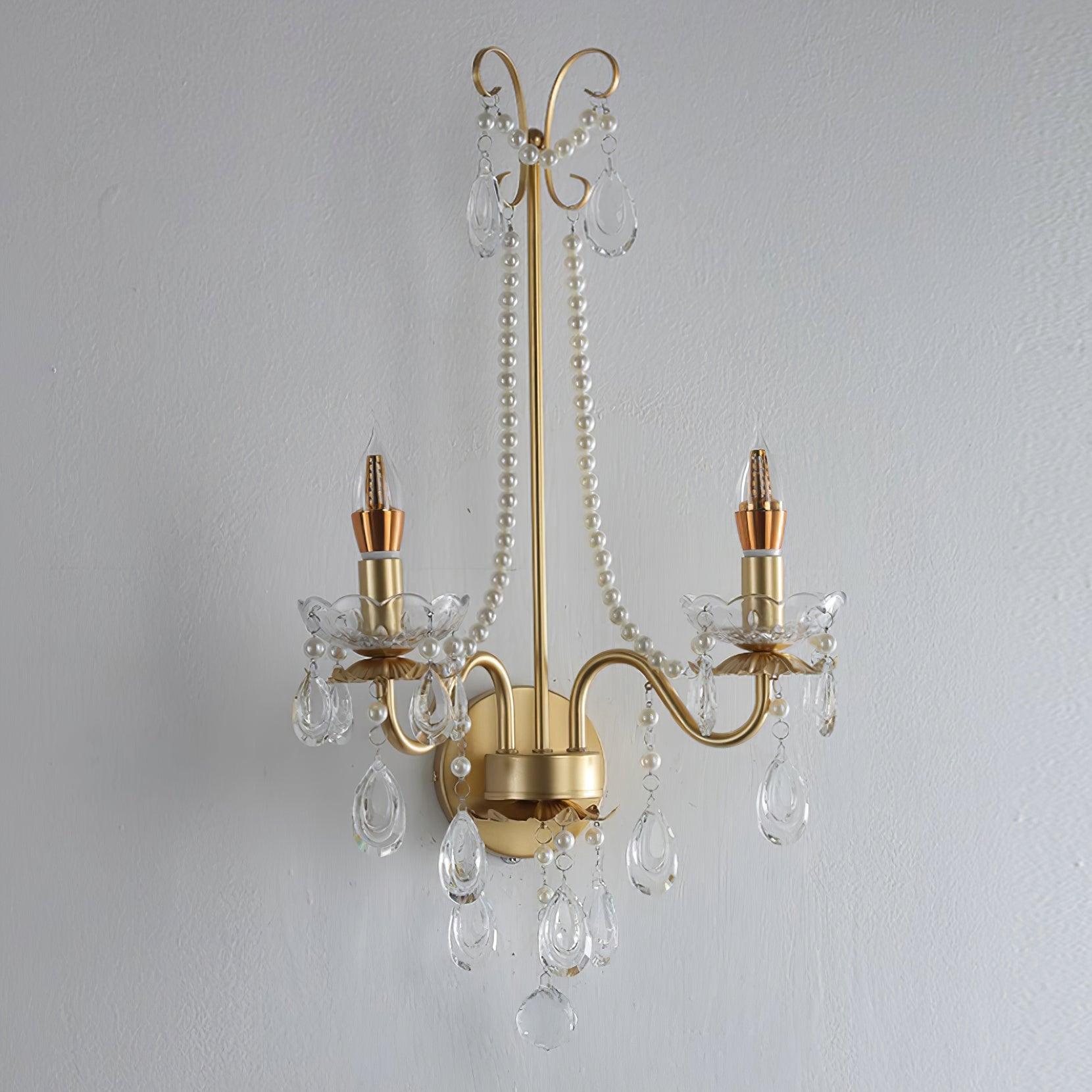 Wall Lamp Metal Crystal Pearls Ornate Elegant Chic Home Elegant - Neutralighting