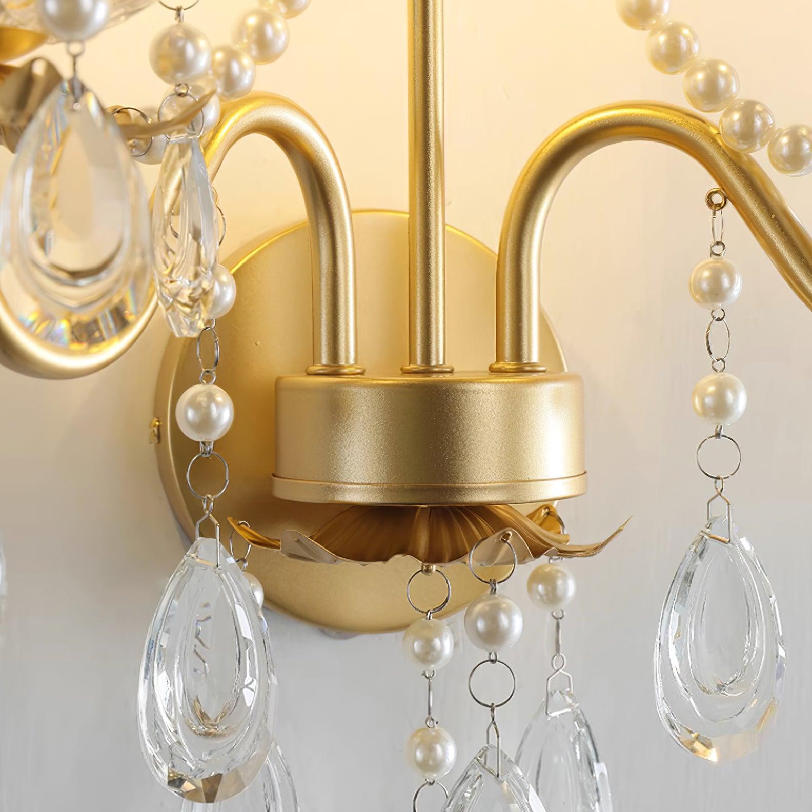 Wall Lamp Metal Crystal Pearls Ornate Elegant Chic Home Elegant - Neutralighting
