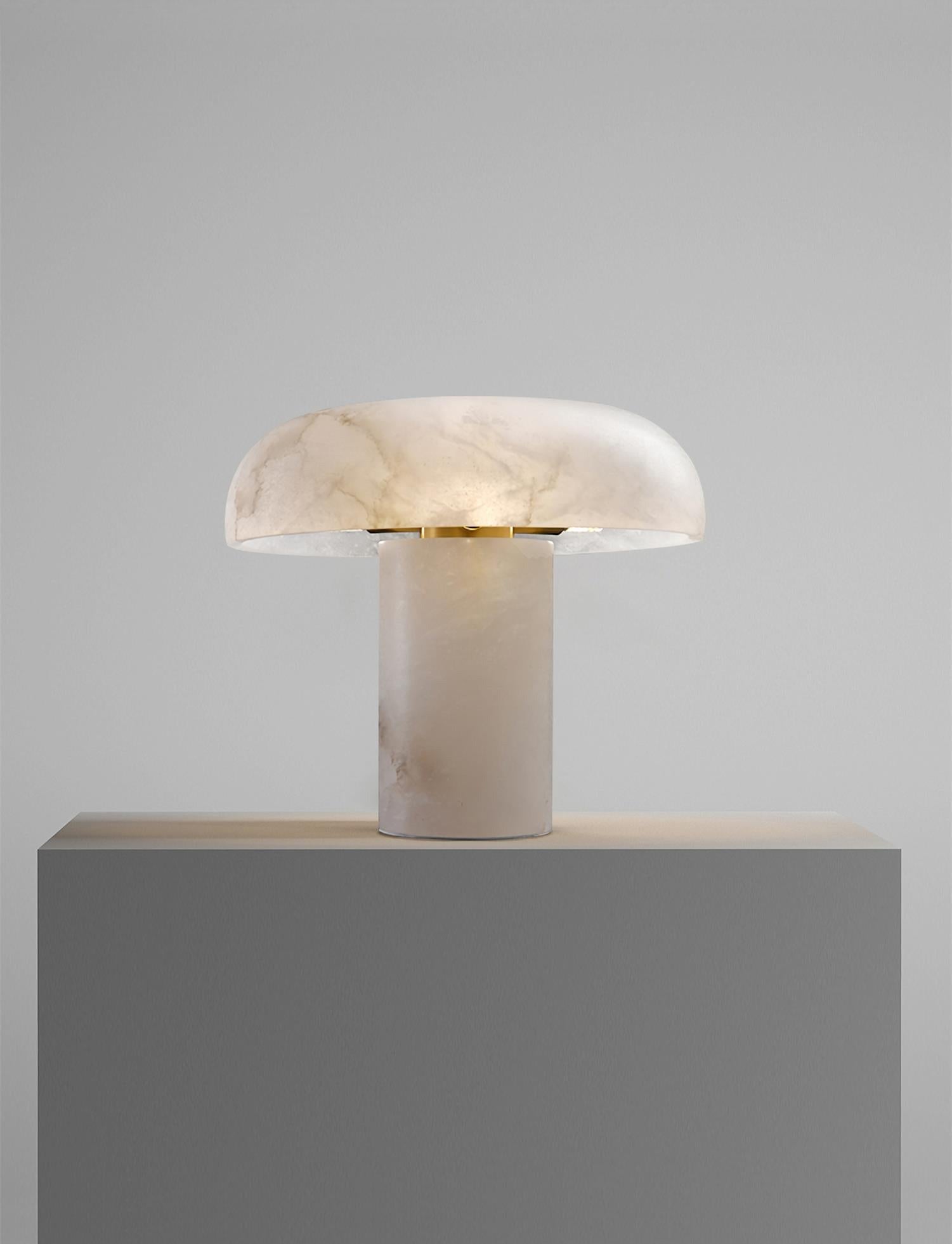 Table Lamp Alabaster Mushroom Shade Brass Base Sculptural Warm - Neutralighting