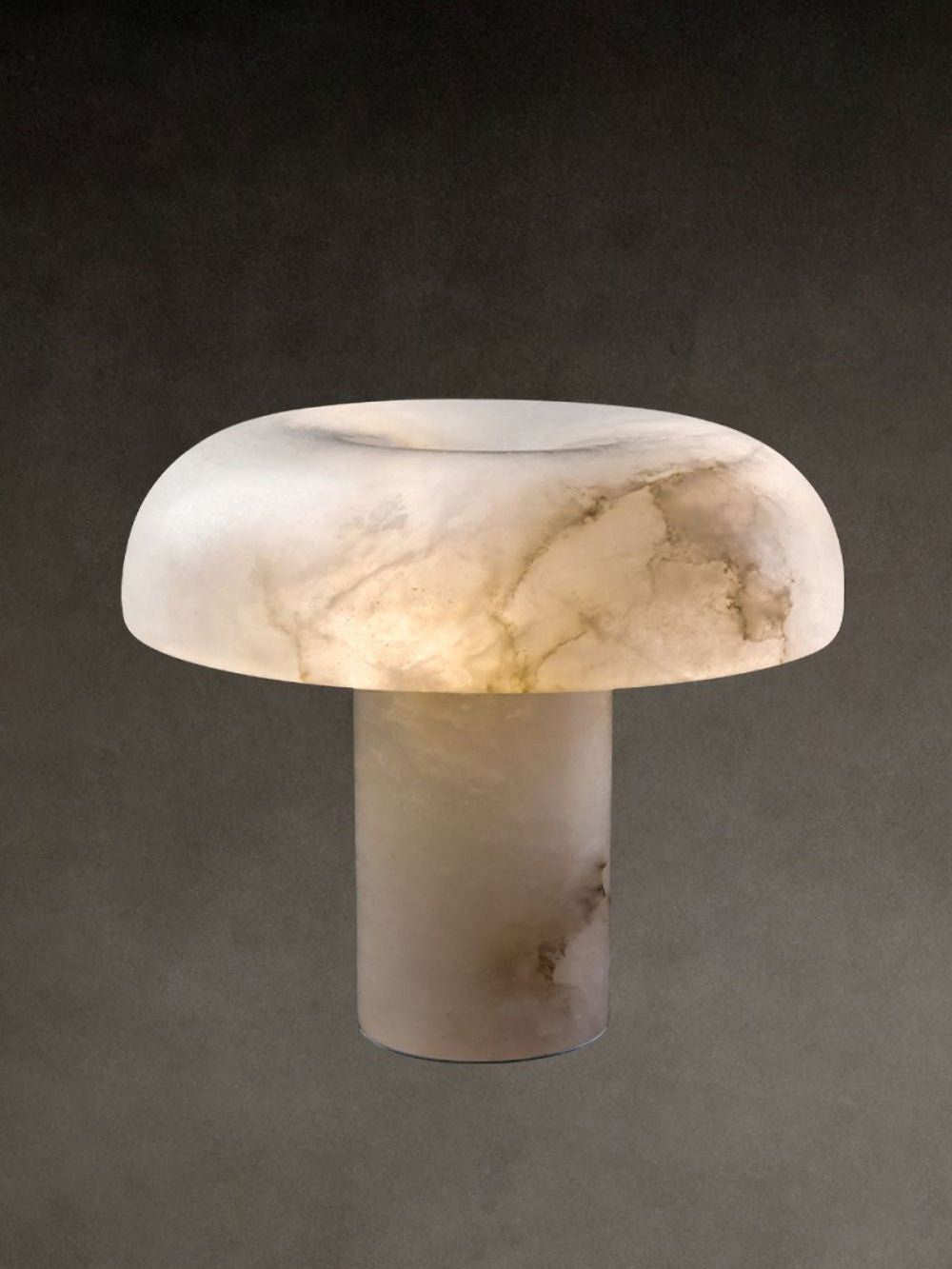 Table Lamp Alabaster Mushroom Shade Brass Base Sculptural Warm - Neutralighting