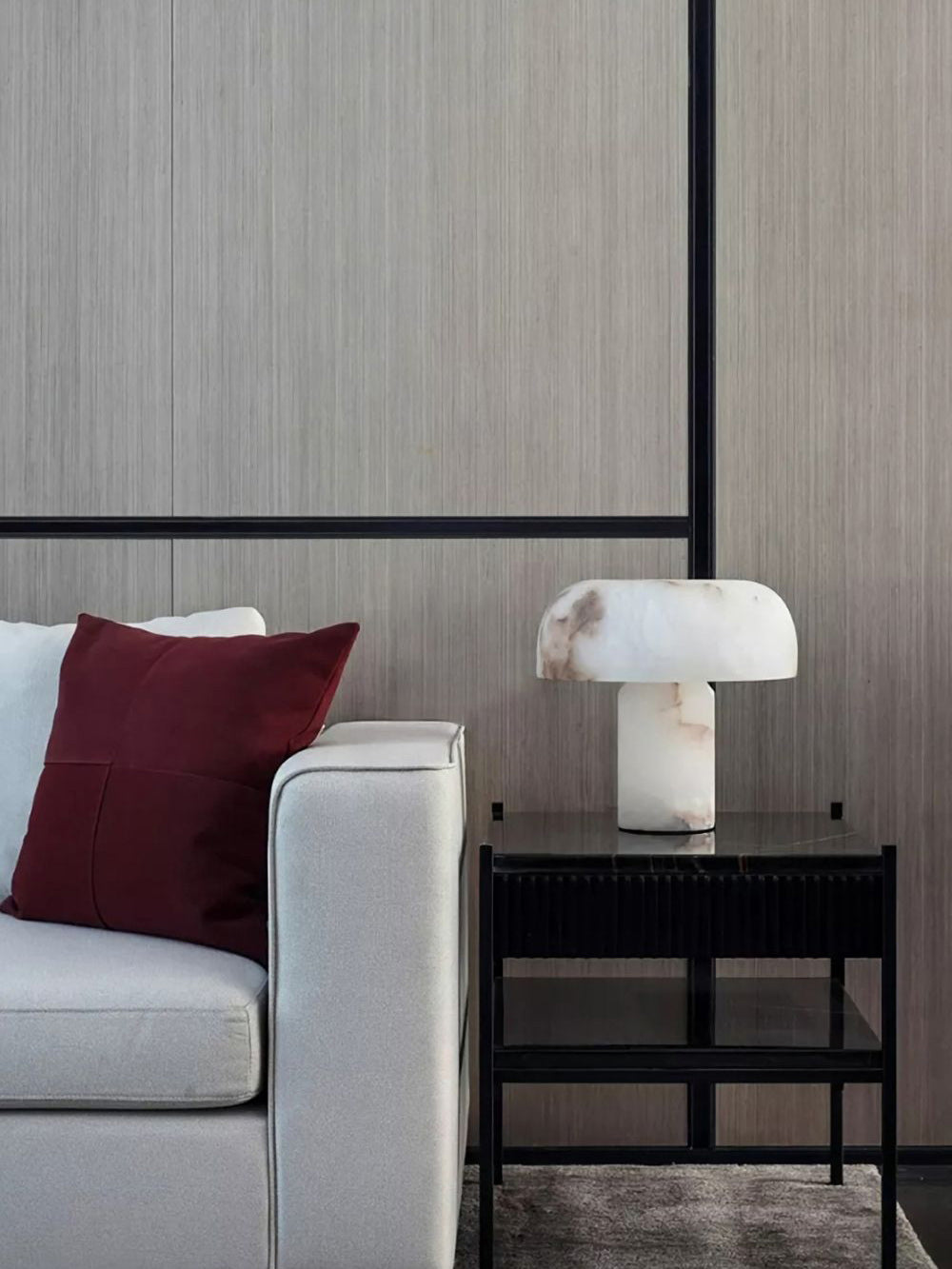 Table Lamp Alabaster Mushroom Shade Brass Base Sculptural Warm - Neutralighting