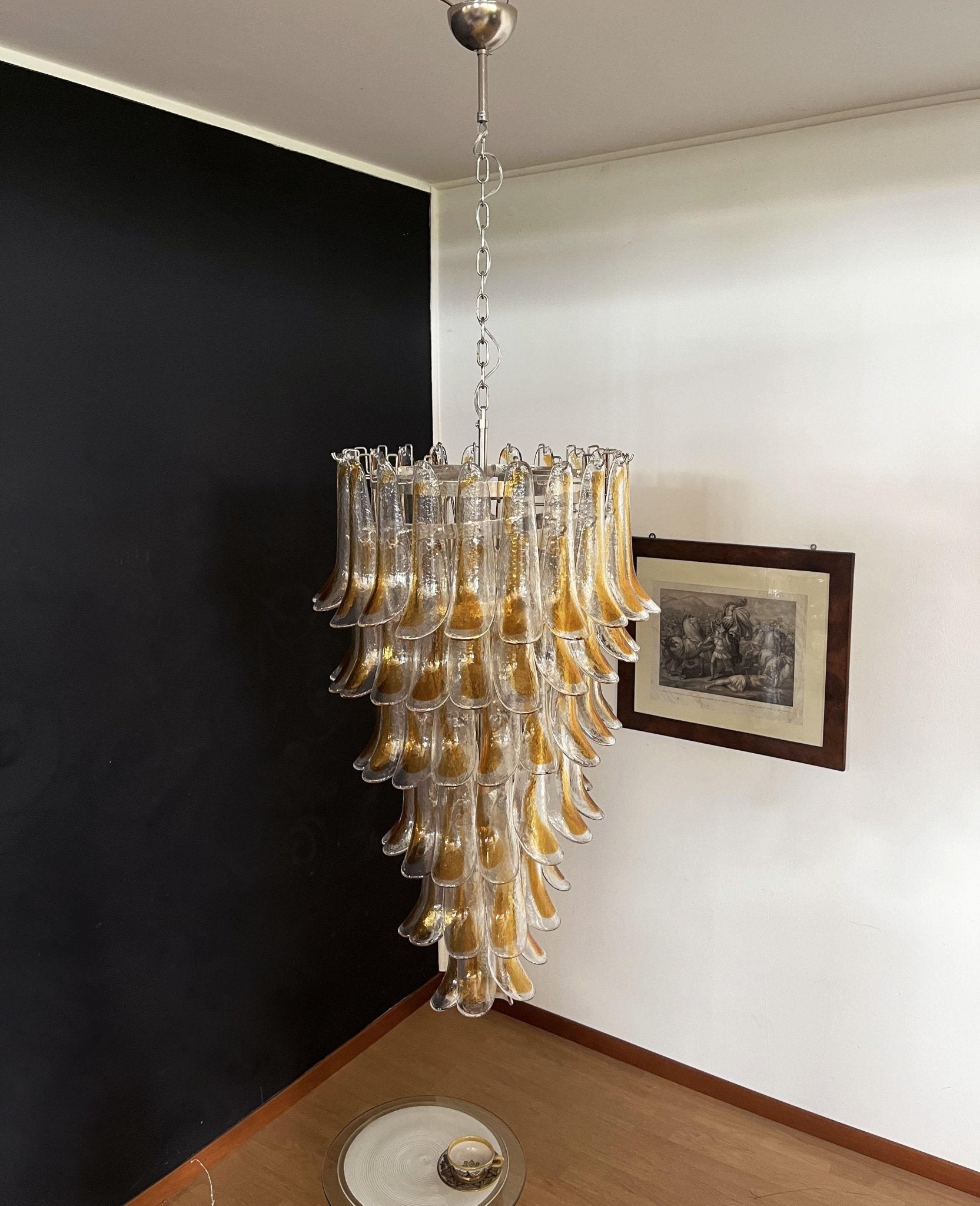 Aurora Chandelier Gold Murano Glass Petals Layered Cascading