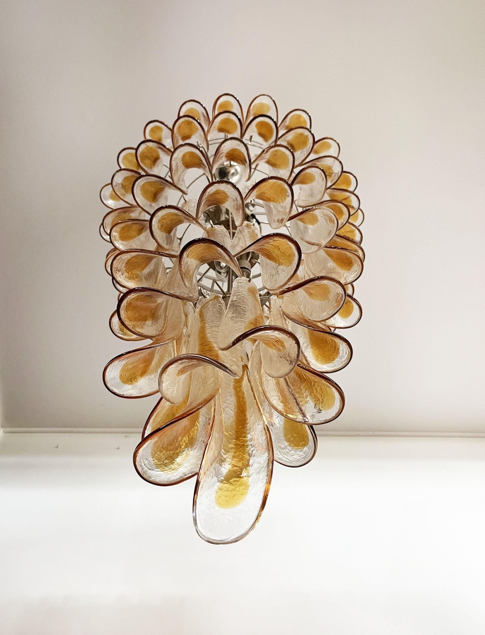 Aurora Chandelier Gold Murano Glass Petals Layered Cascading