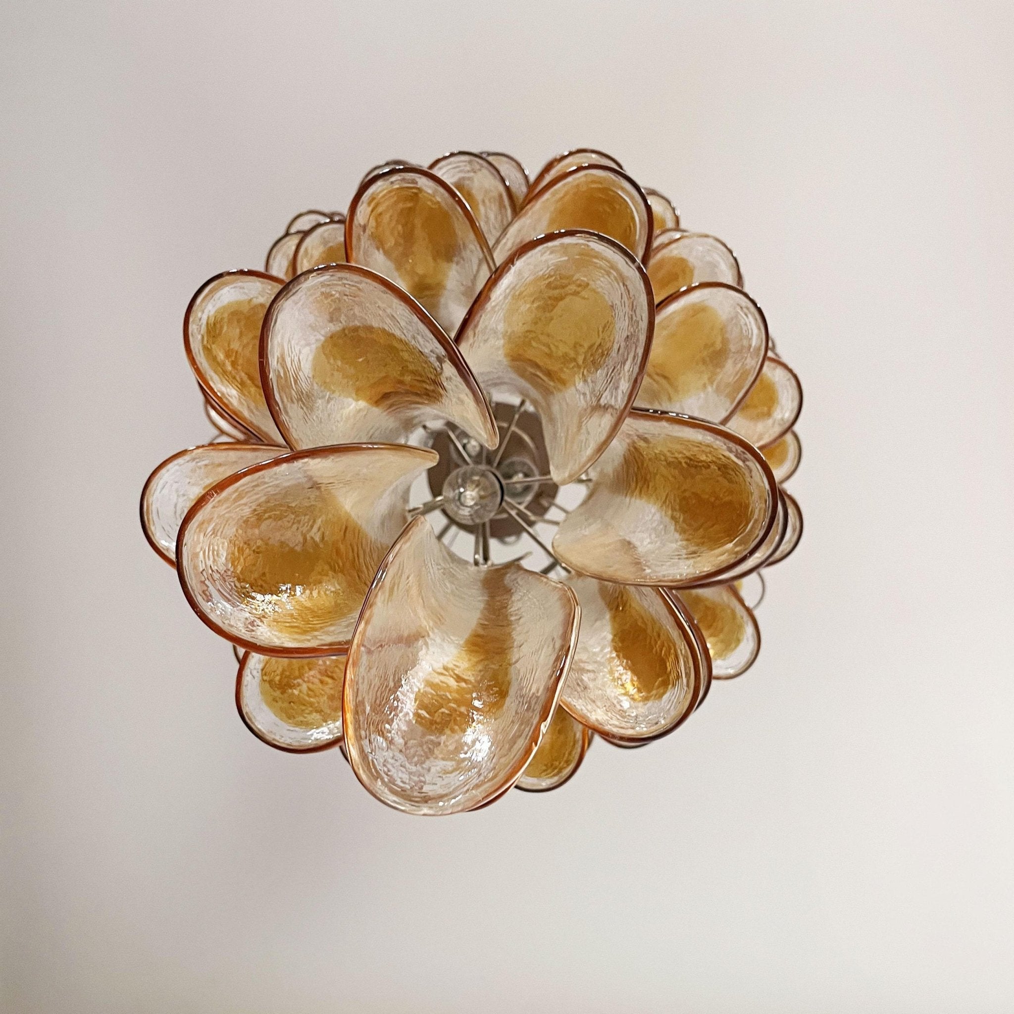 Aurora Chandelier Gold Murano Glass Petals Layered Cascading