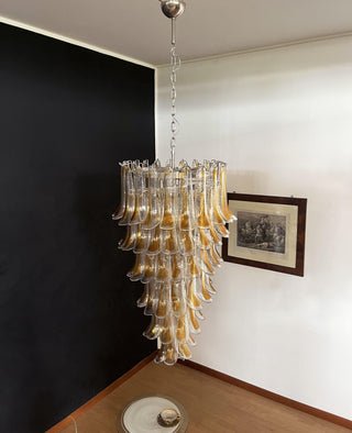 Aurora Chandelier Gold Murano Glass Petals Layered Cascading