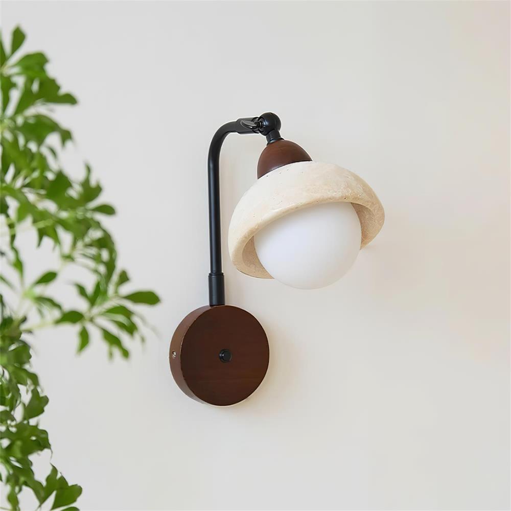 Solaro Wall Light Travertine White Opalescent Globe - Neutralighting