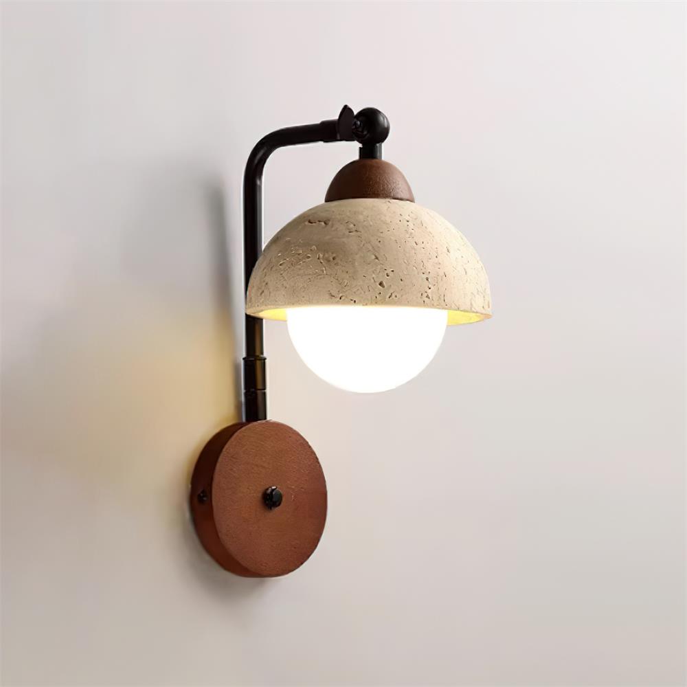 Solaro Wall Light Travertine White Opalescent Globe - Neutralighting