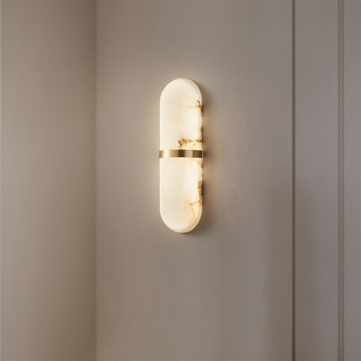 Wall Lamp Alabaster Capsule Brass Band - Neutralighting