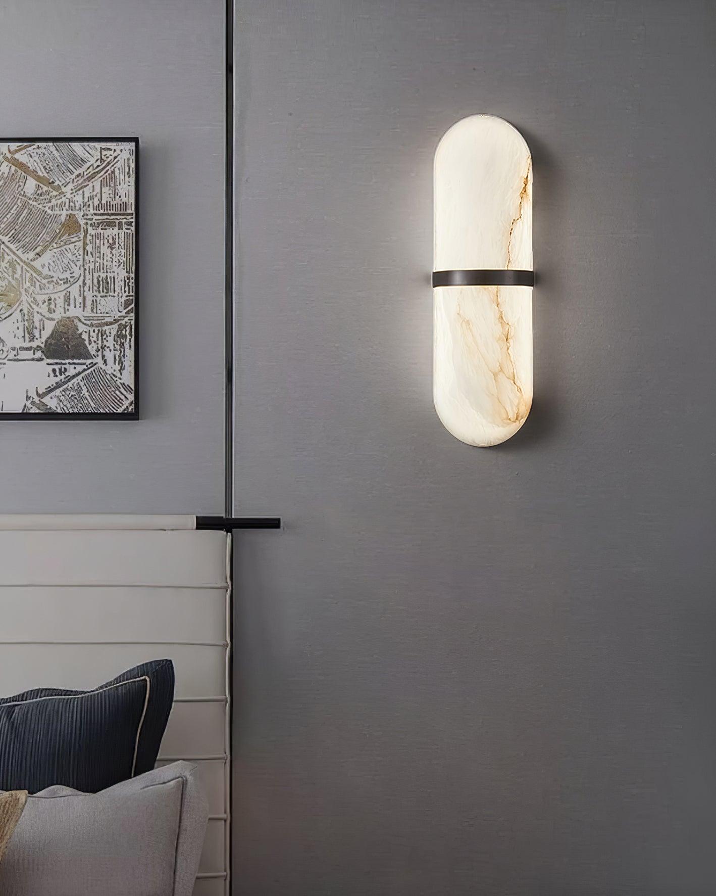 Wall Lamp Alabaster Capsule Brass Band - Neutralighting