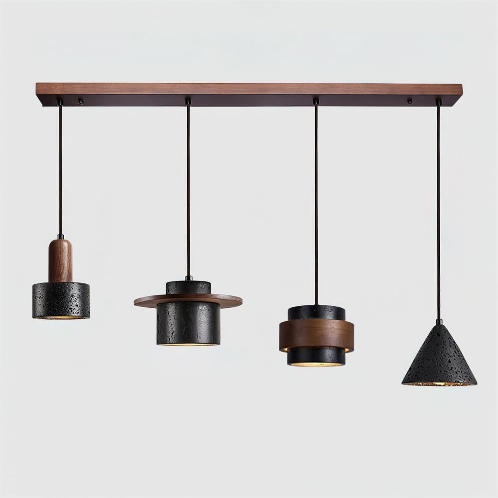 Ritta Black Travertine Pendant Light Set - Neutralighting