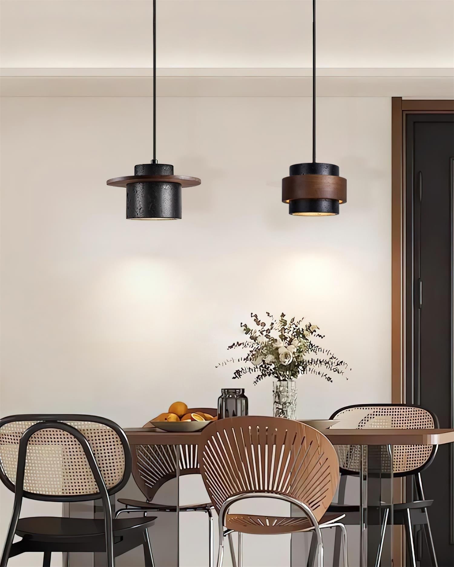 Ritta Black Travertine Pendant Light Set - Neutralighting