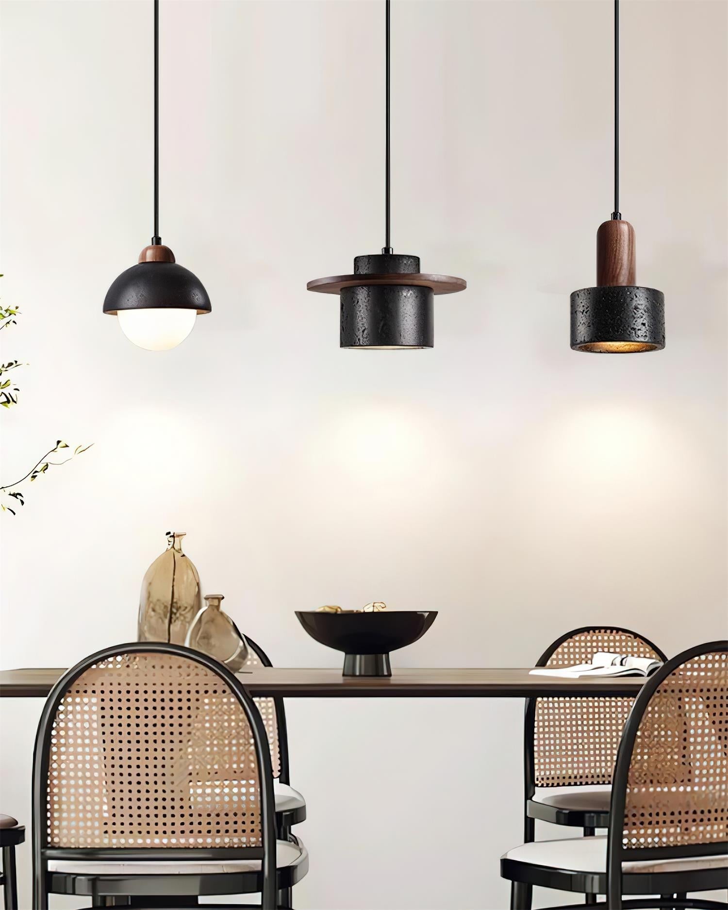 Ritta Black Travertine Pendant Light Set - Neutralighting