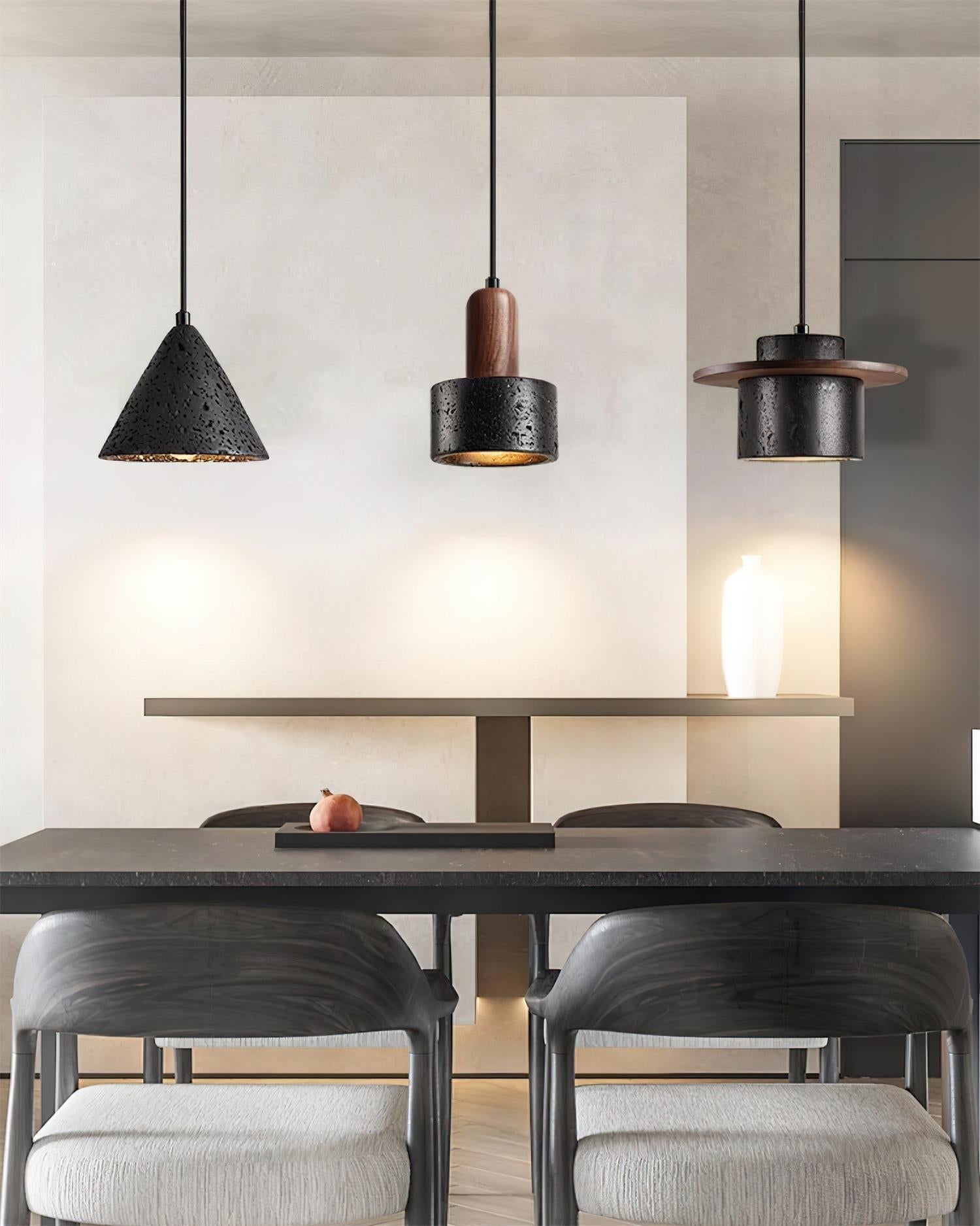 Ritta Black Travertine Pendant Light Set - Neutralighting