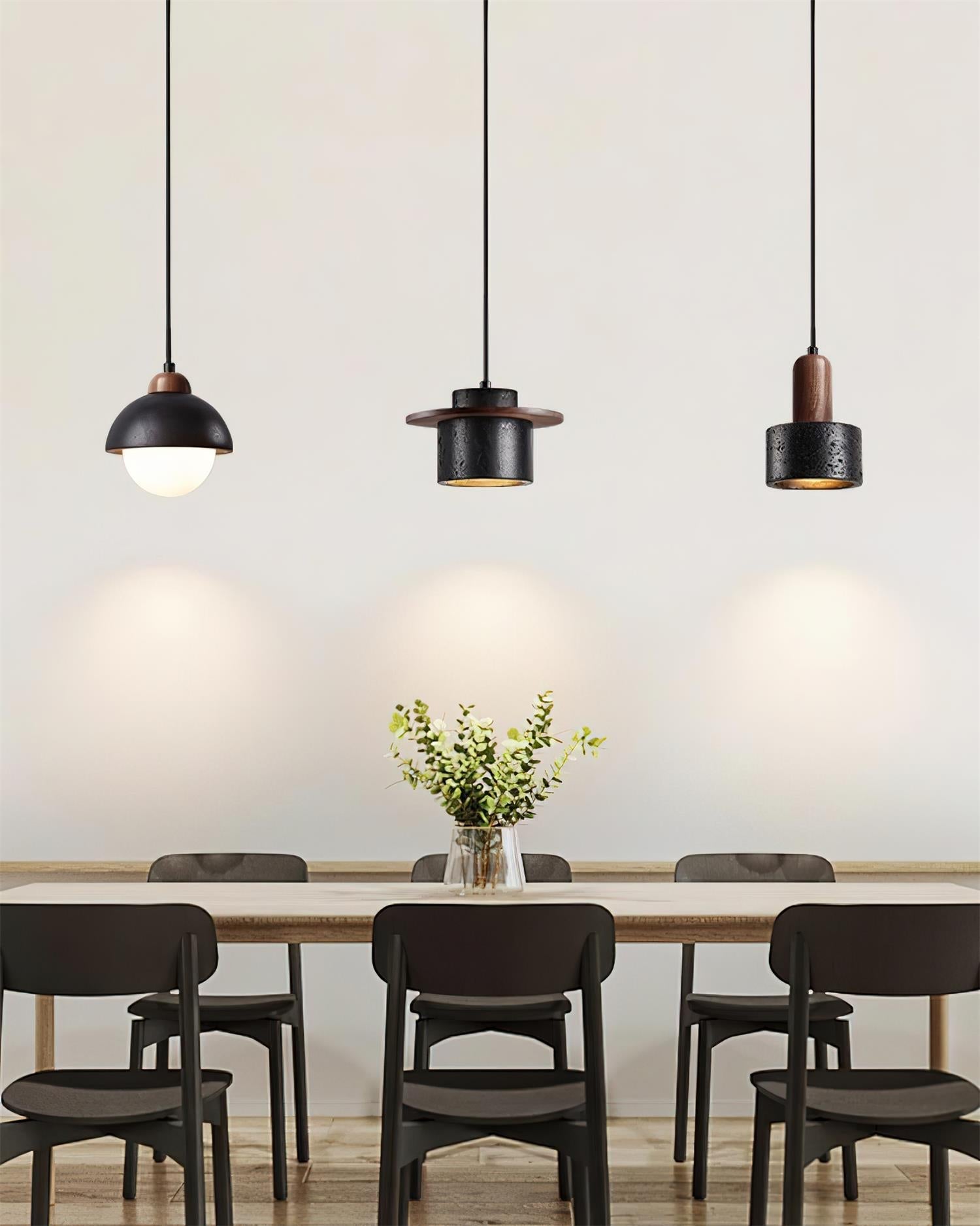 Ritta Black Travertine Pendant Light Set - Neutralighting
