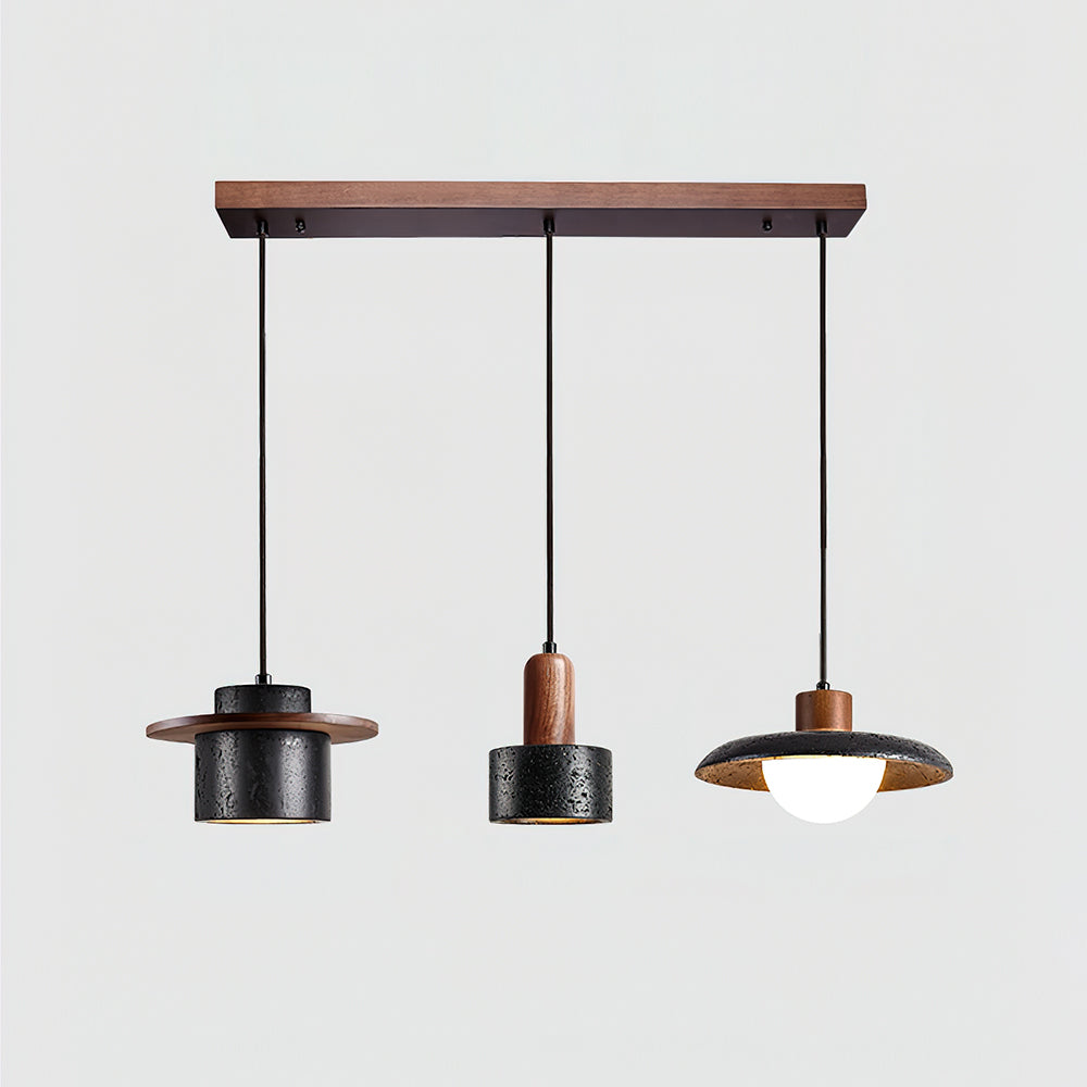 Ritta Black Travertine Pendant Light Set - Neutralighting