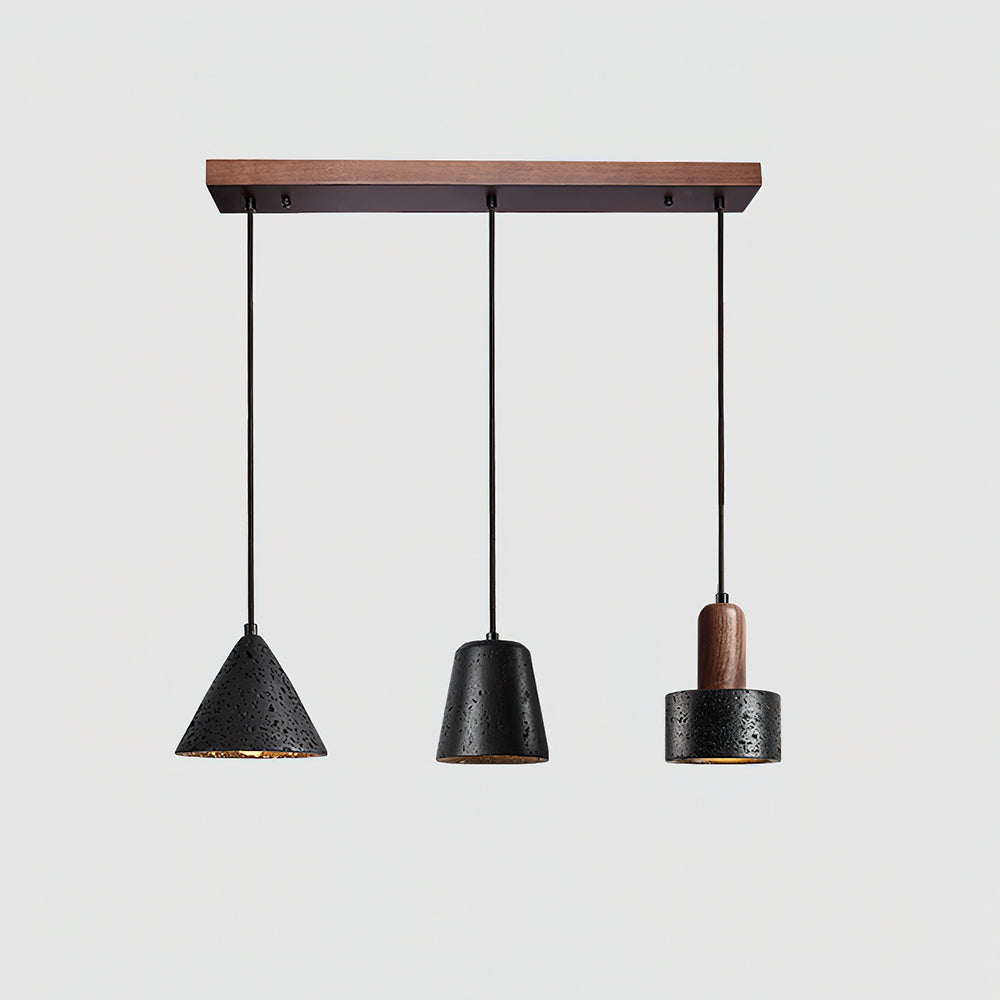 Ritta Black Travertine Pendant Light Set - Neutralighting