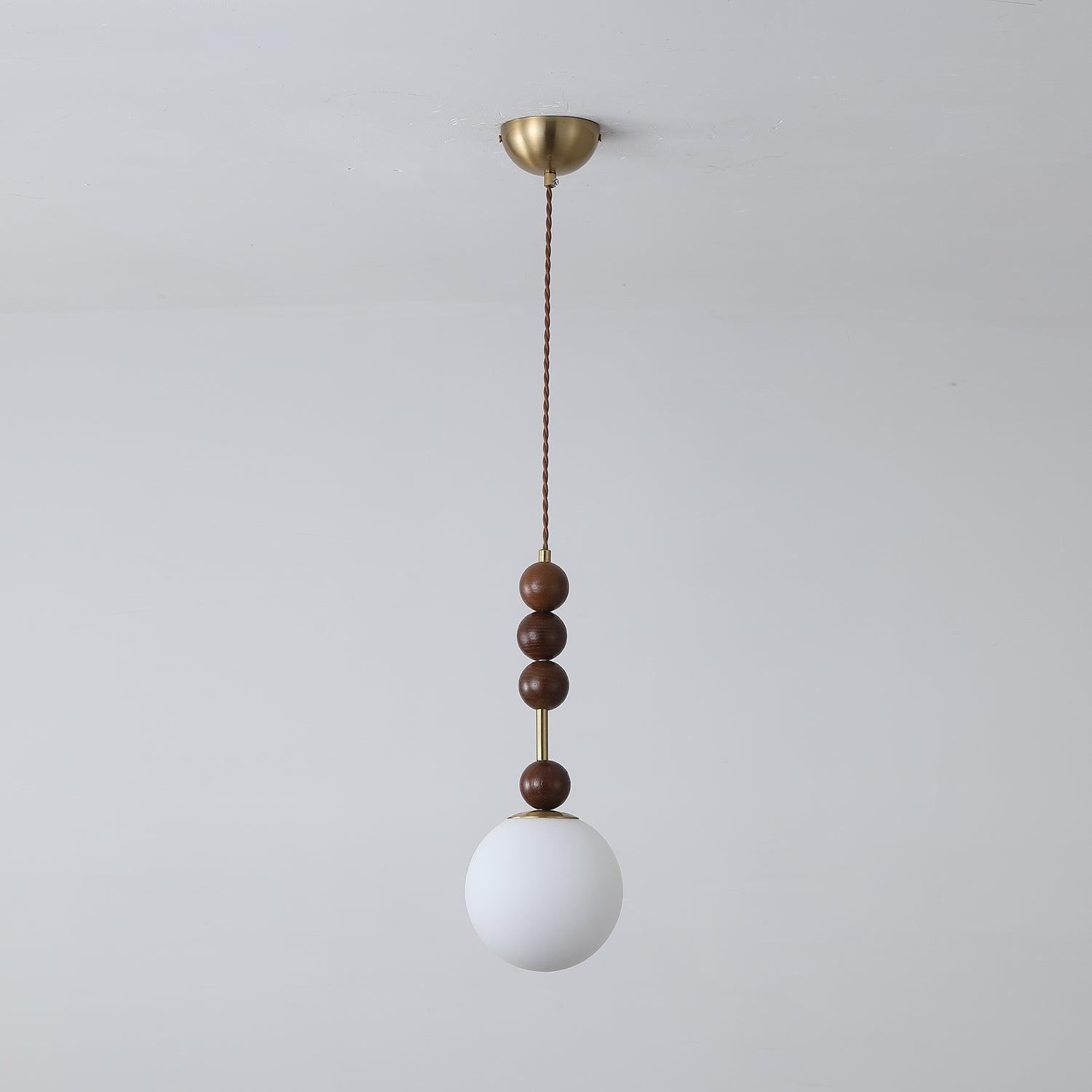 Norn Vintage Globe Pendant Light Wooden Beads - Neutralighting