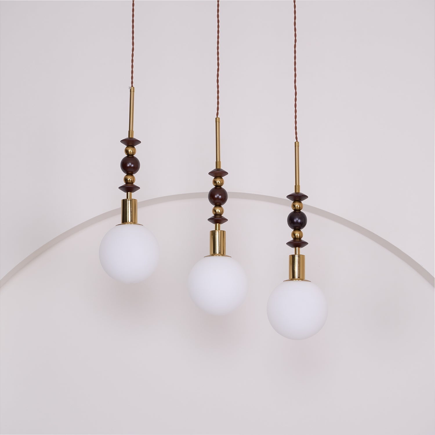 Norn Vintage Globe Pendant Light Wooden Beads - Neutralighting