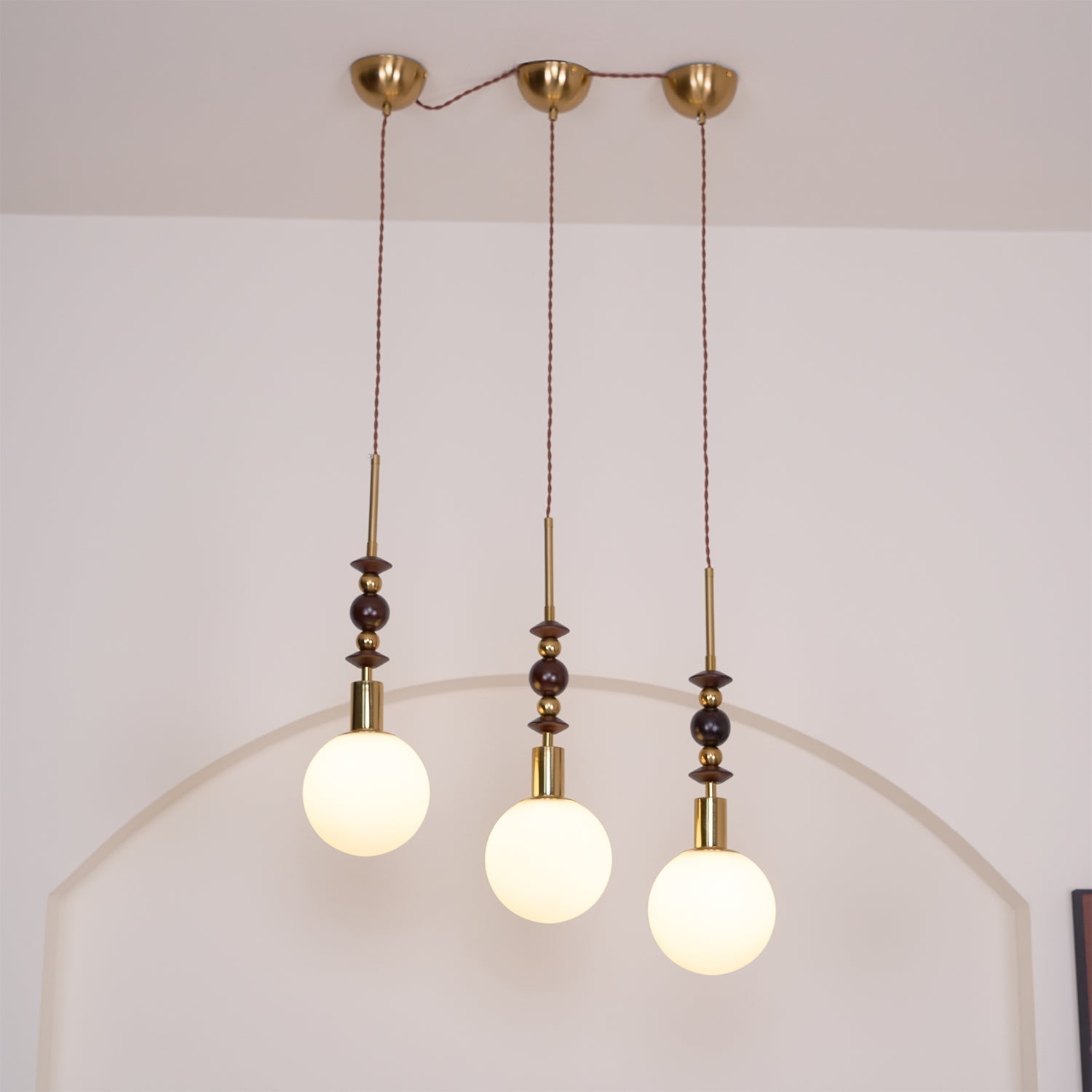 Norn Vintage Globe Pendant Light Wooden Beads - Neutralighting